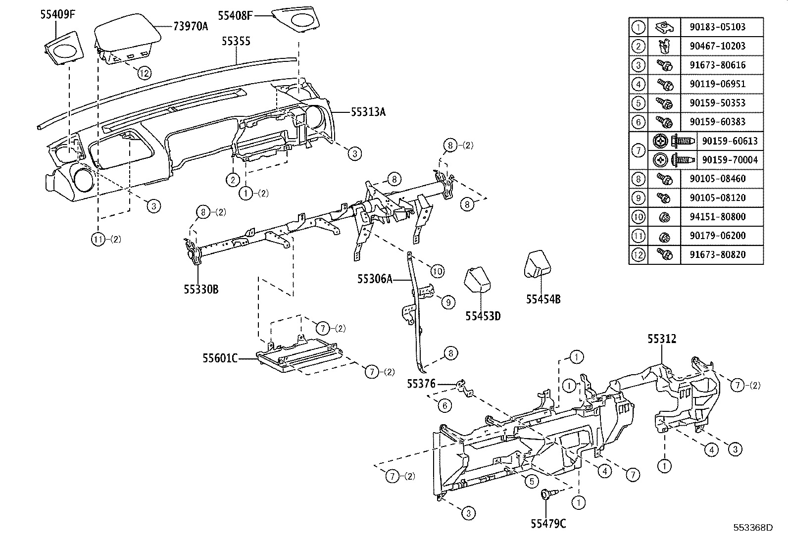 55330-52890 REINFORCEMENT ASSY, INSTRUMENT PANEL product image
