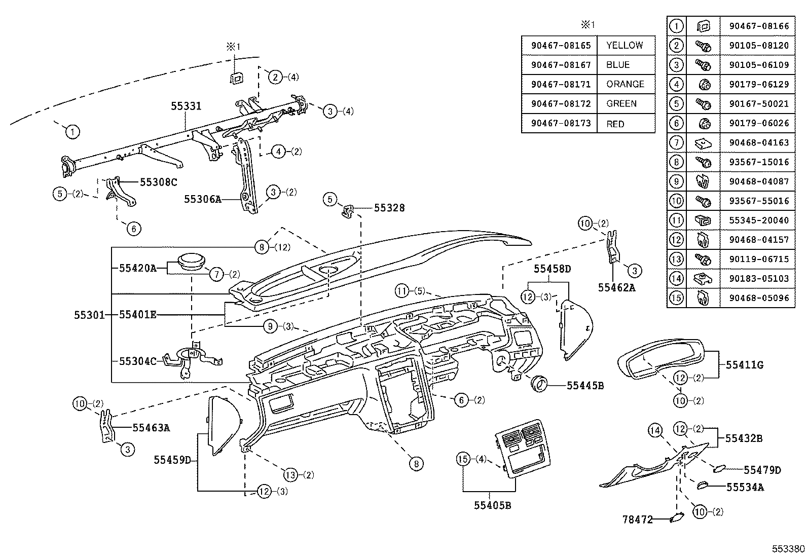 55330-21040 REINFORCEMENT, INSTRUMENT PANEL product image
