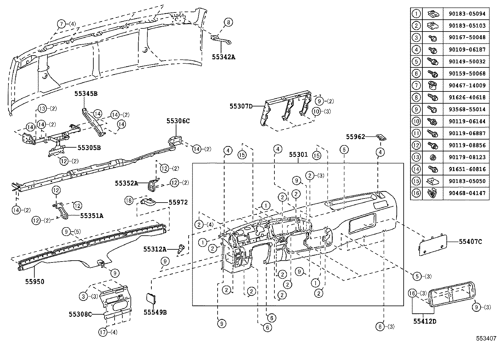 55950-36020 NOZZLE ASSY, DEFROSTER product image