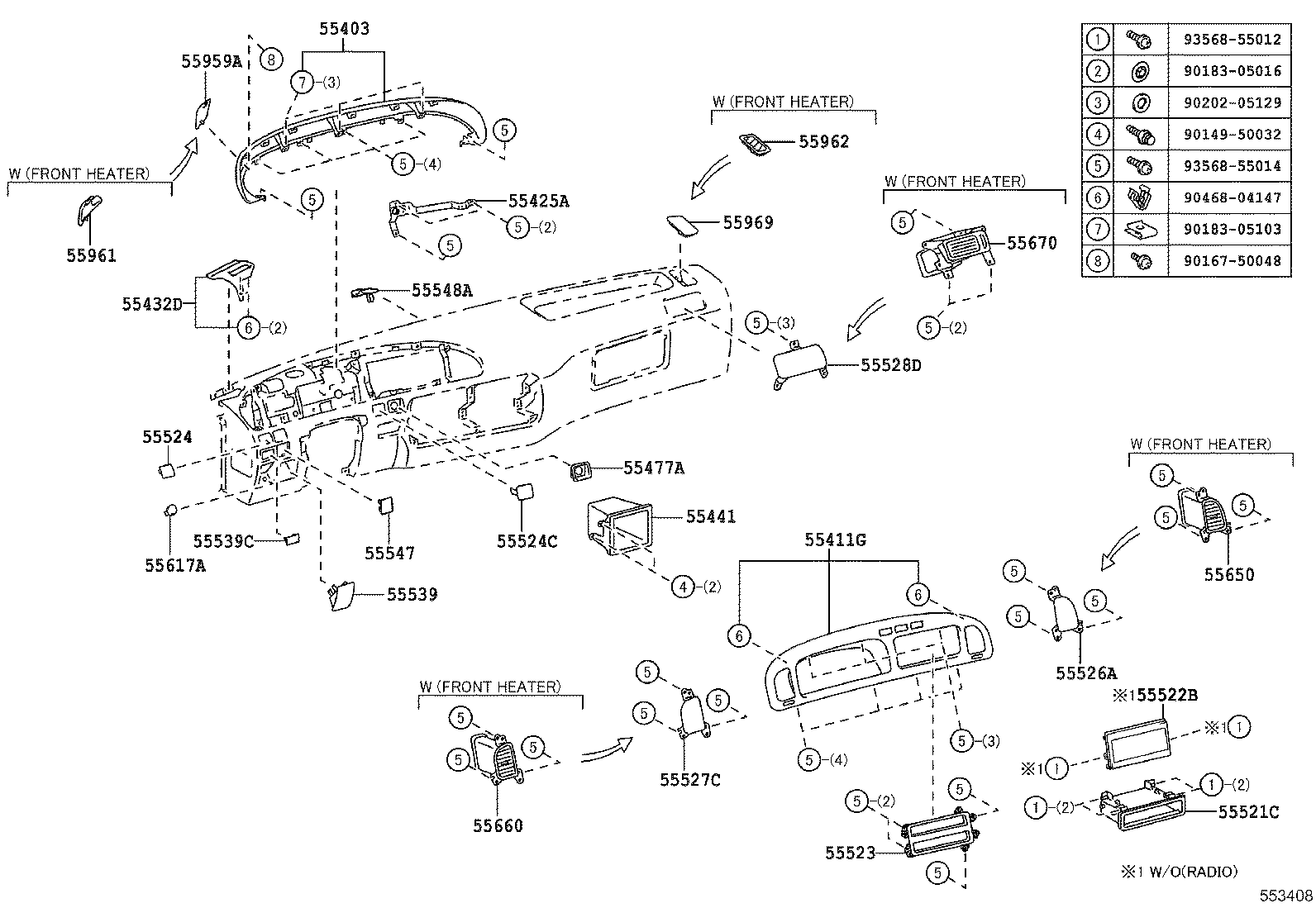 55950-36020 NOZZLE ASSY, DEFROSTER product image