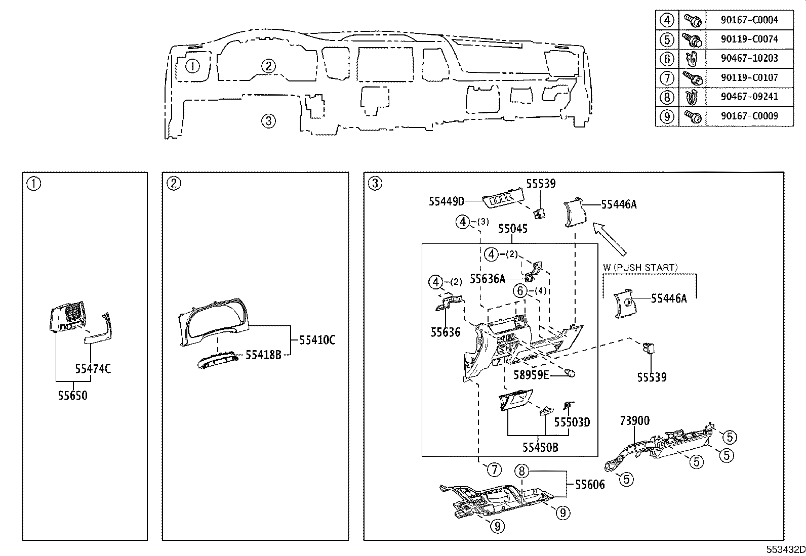 55307-0E080 BRACE SUB-ASSY, INSTRUMENT PANEL, NO.2 product image