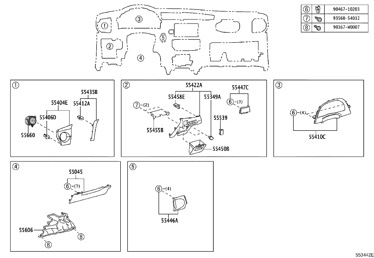 55406-02450-C0 PANEL SUB-ASSY, INSTRUMENT CLUSTER FINISH, LOWER CENTER product image