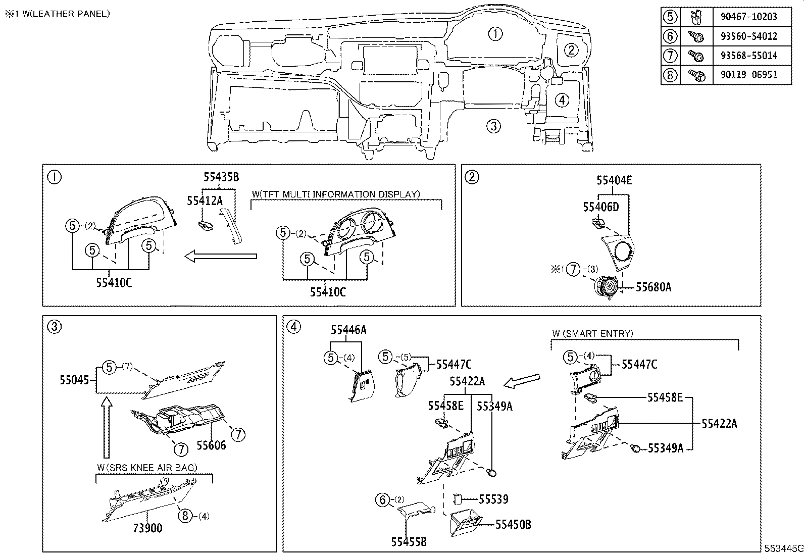 55355-12170 CUSHION, INSTRUMENT PANEL, NO.1 product image