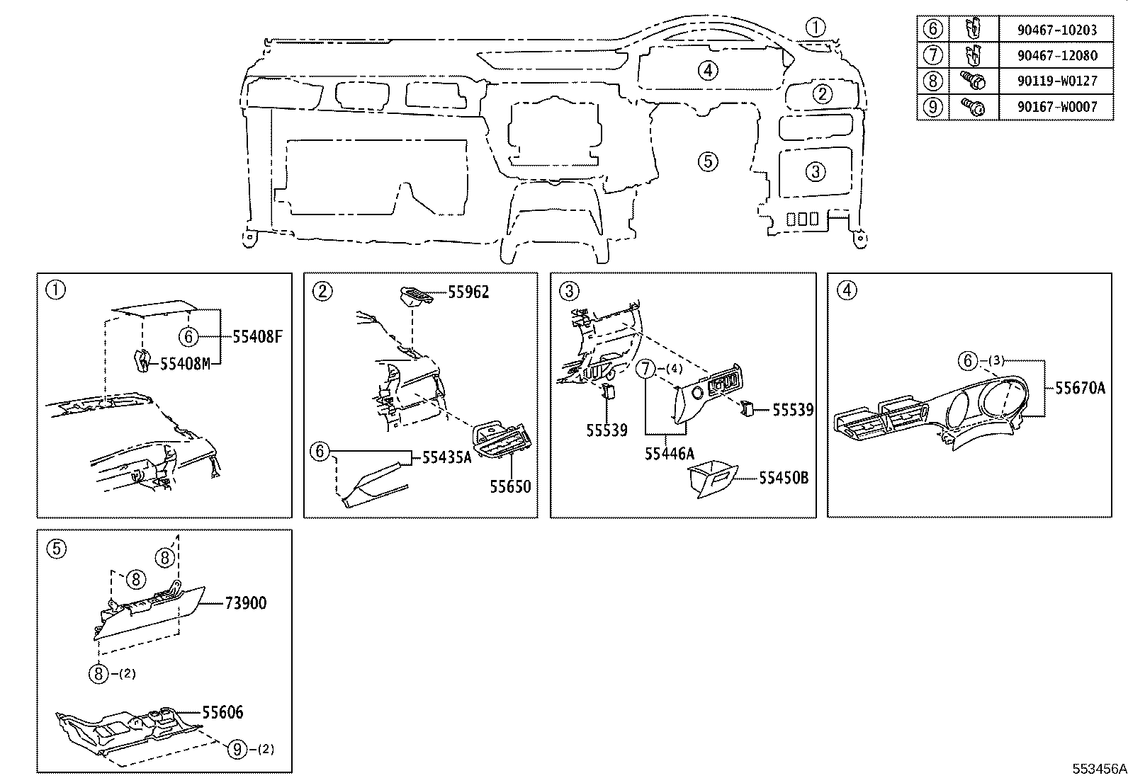55307-05050 BRACE SUB-ASSY, INSTRUMENT PANEL, NO.2 product image
