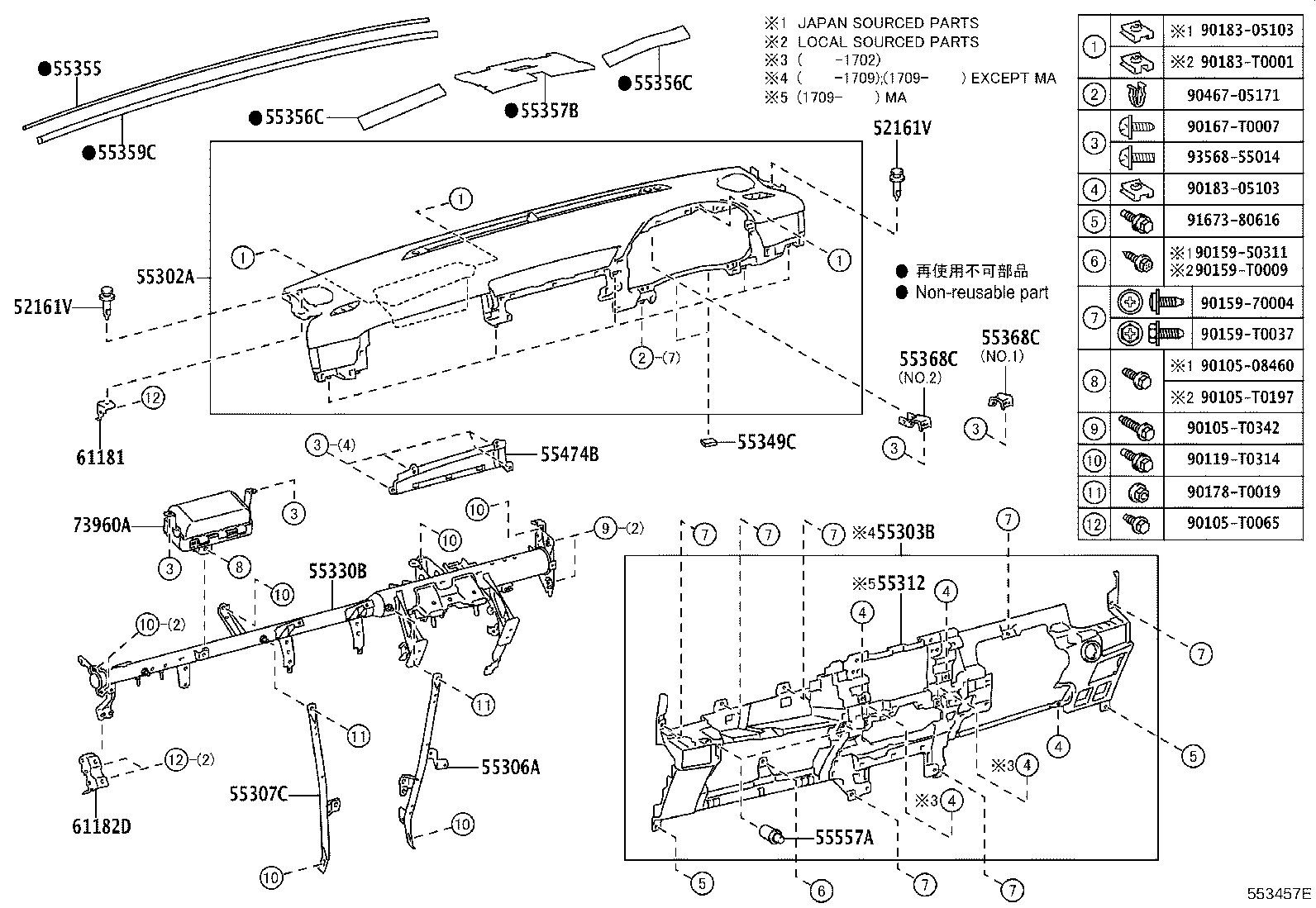 55405-KK080 PANEL SUB-ASSY, INSTRUMENT CLUSTER FINISH, CENTER product image