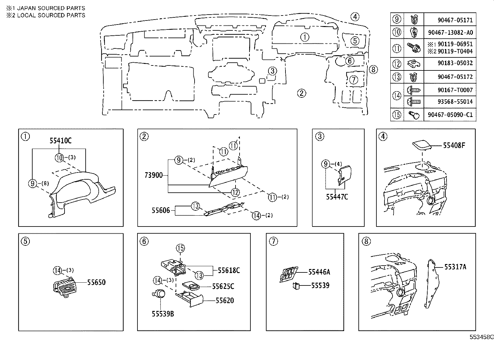 55405-KK080 PANEL SUB-ASSY, INSTRUMENT CLUSTER FINISH, CENTER product image