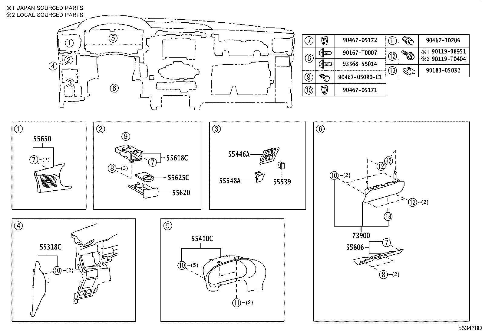 55357-KK030 CUSHION, INSTRUMENT PANEL, NO.3 product image