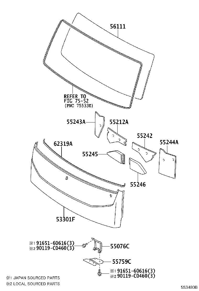 56100-0S010 GLASS, WINDSHIELD product image