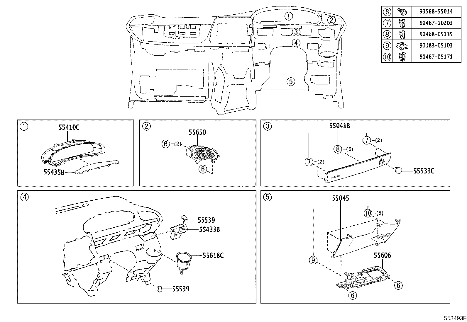 55355-52240 CUSHION, INSTRUMENT PANEL, NO.1 product image