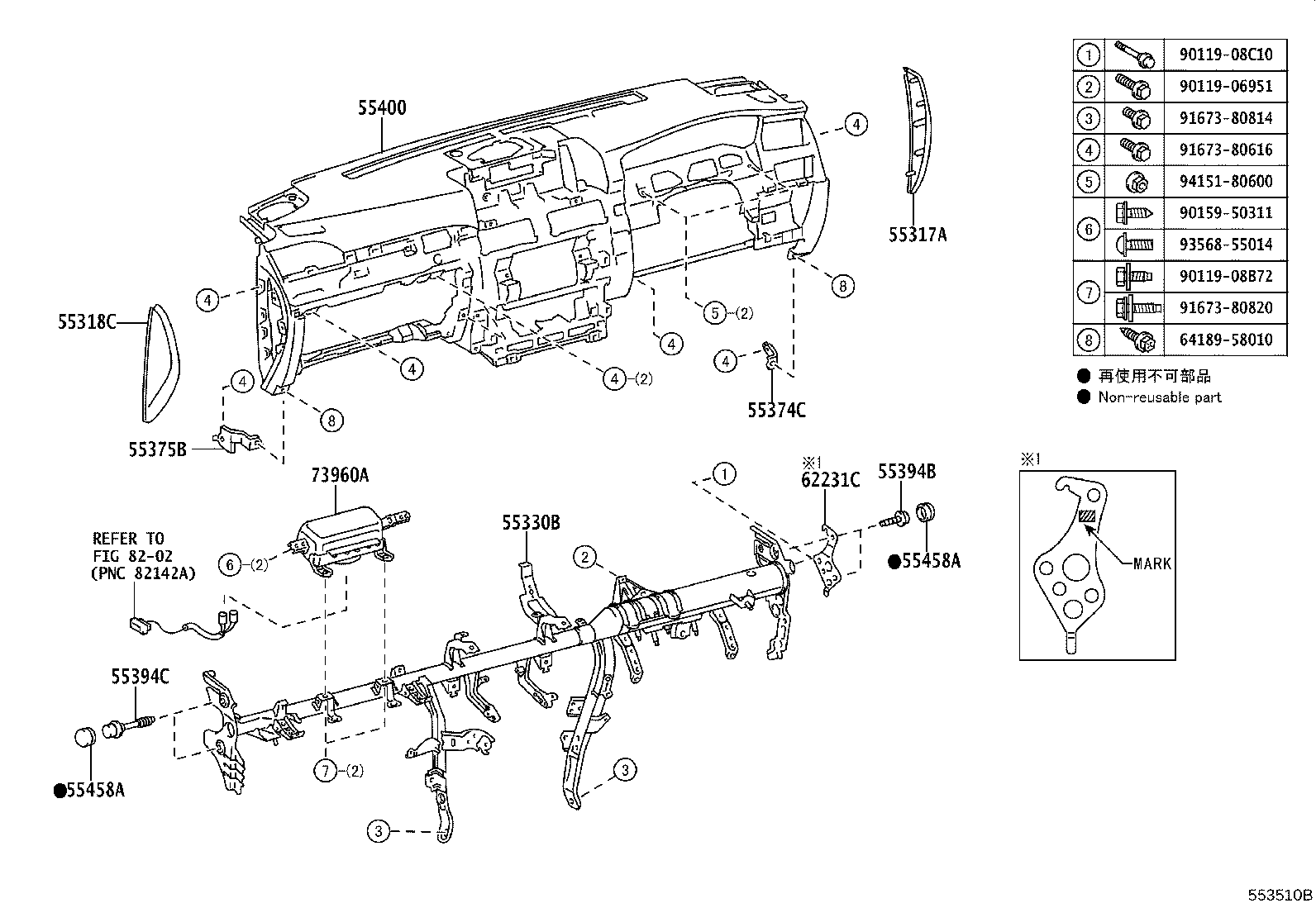 55405-60460 PANEL SUB-ASSY, INSTRUMENT CLUSTER FINISH, CENTER product image