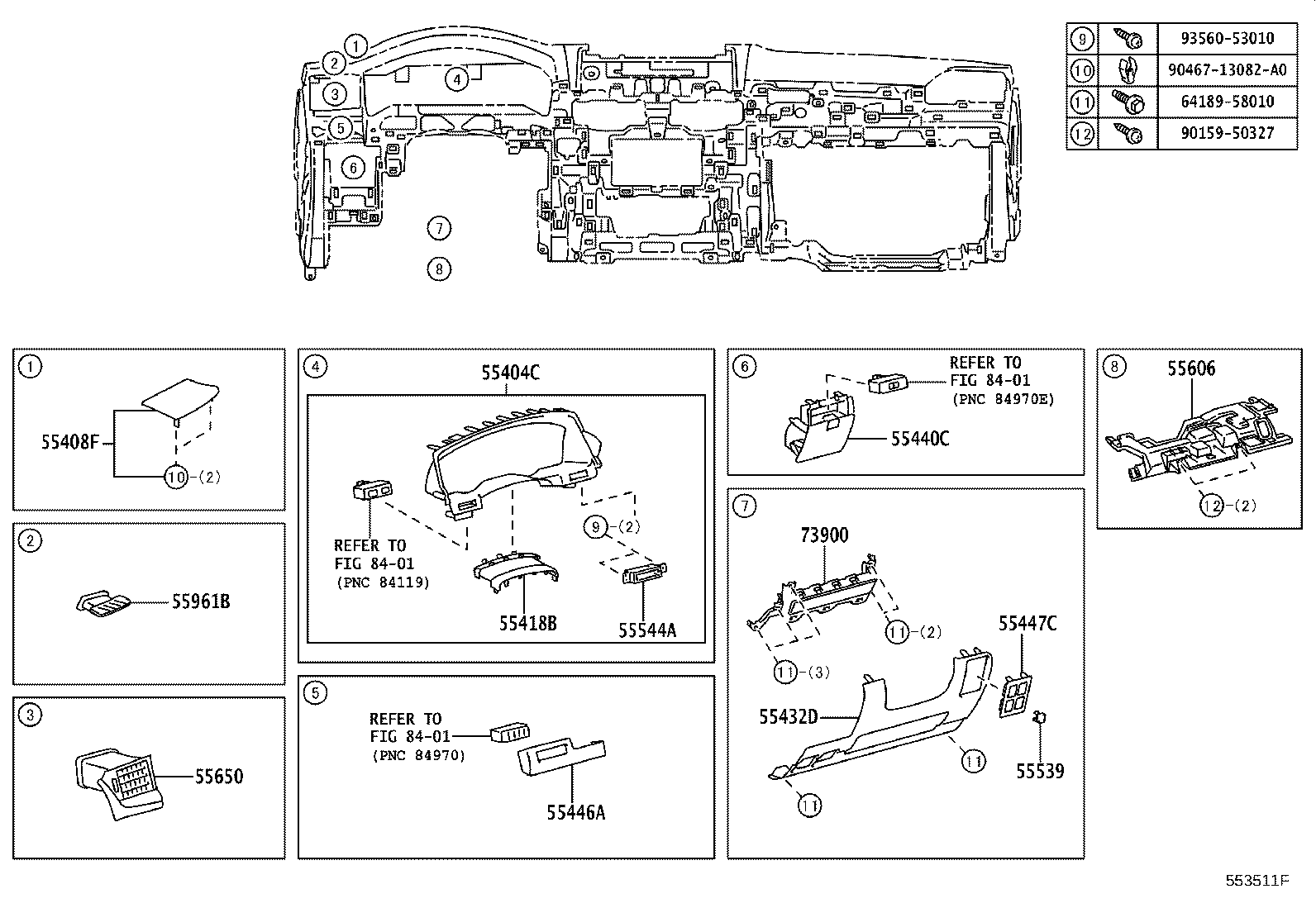 55405-60460 PANEL SUB-ASSY, INSTRUMENT CLUSTER FINISH, CENTER product image