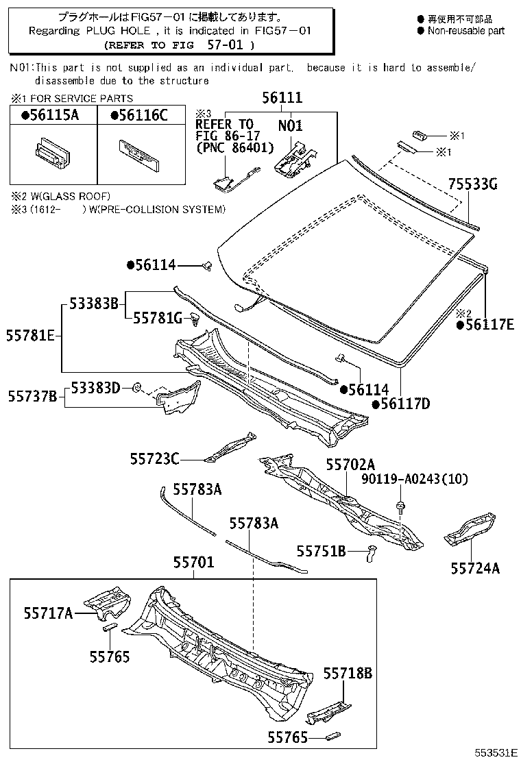 Toyota 55702-06330 PANEL SUB-ASSY, COWL TOP, OUTER FRONT