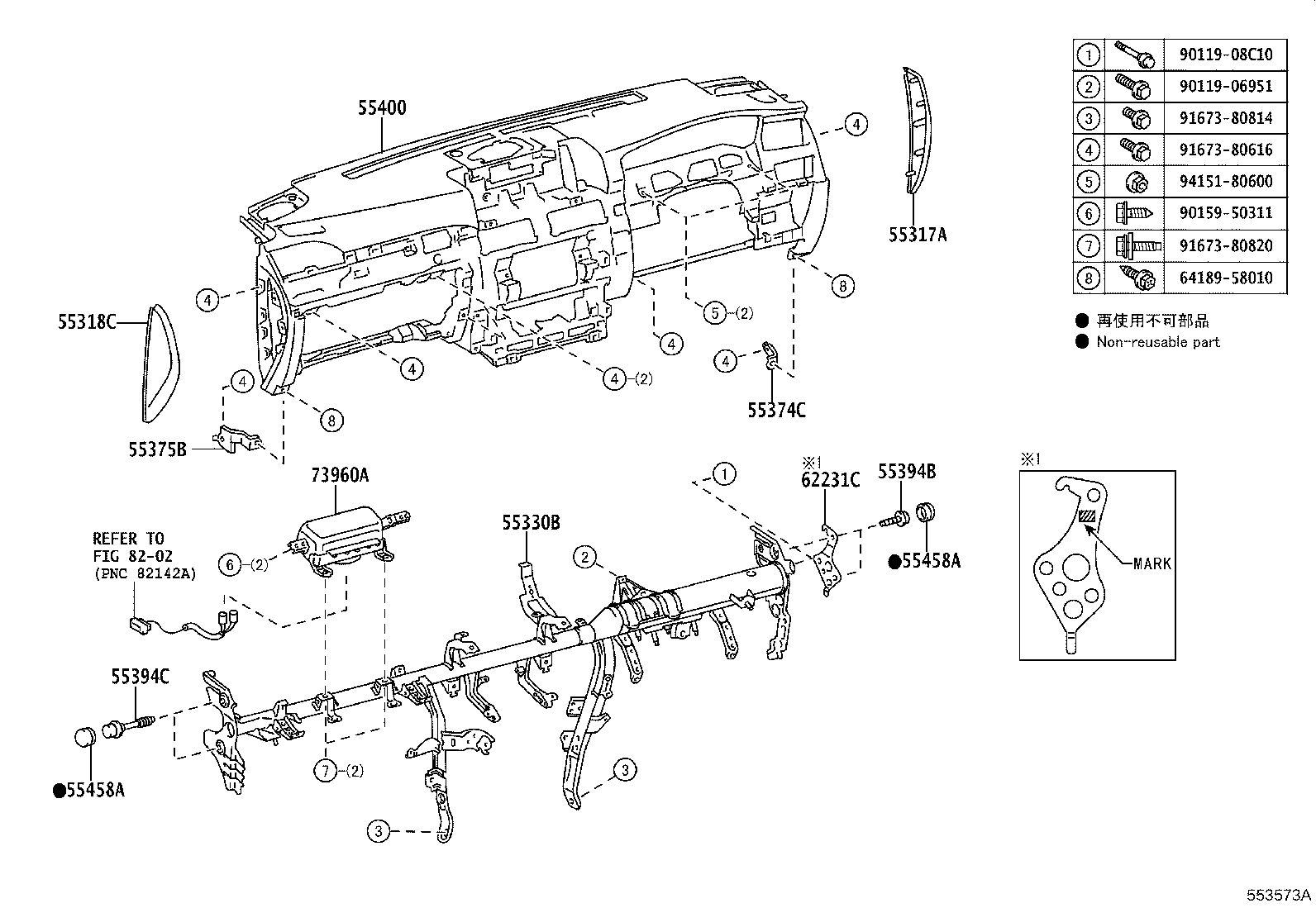 55405-60540 PANEL SUB-ASSY, INSTRUMENT CLUSTER FINISH, CENTER product image