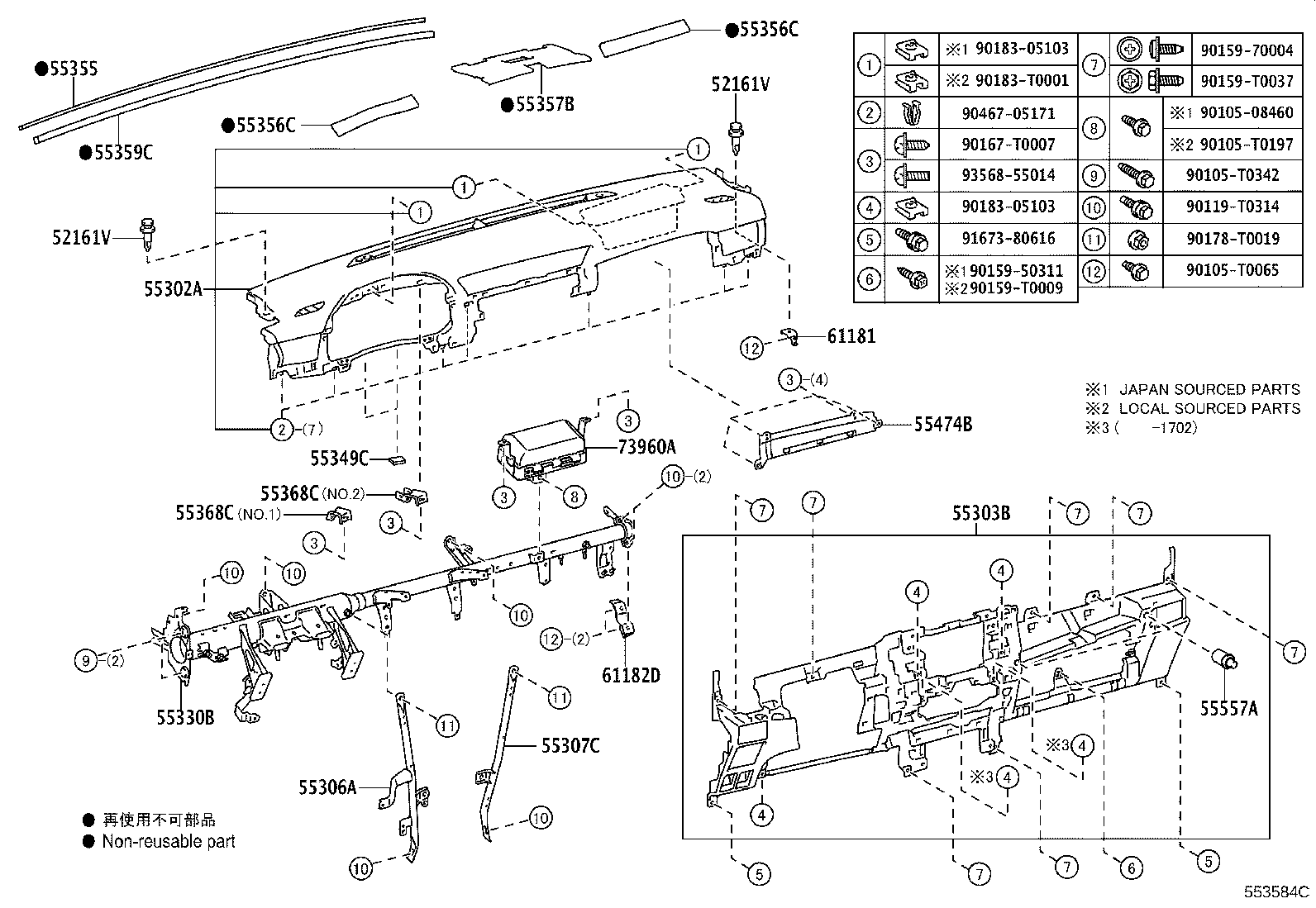 55405-KK080 PANEL SUB-ASSY, INSTRUMENT CLUSTER FINISH, CENTER product image