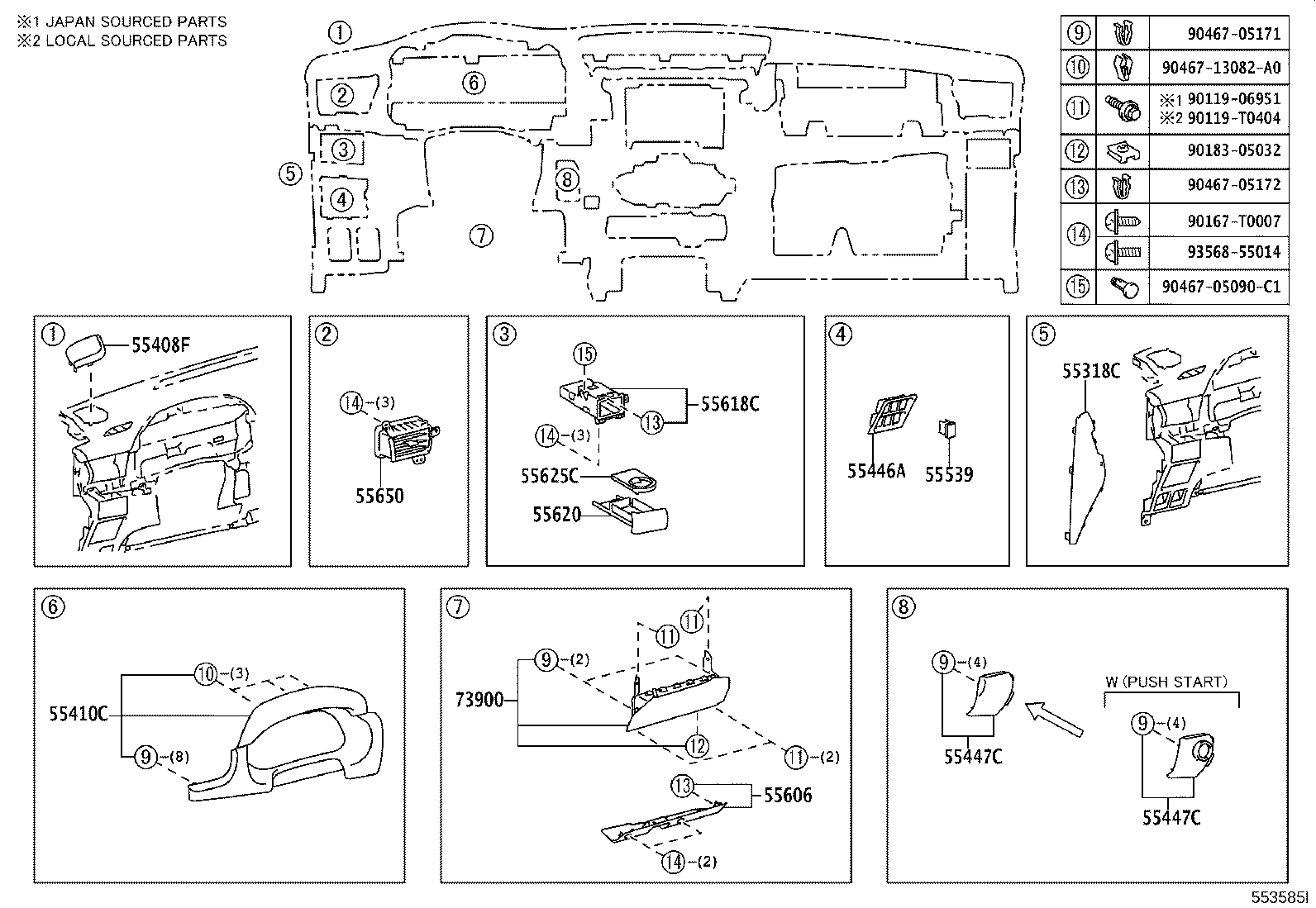 55405-KK080 PANEL SUB-ASSY, INSTRUMENT CLUSTER FINISH, CENTER product image