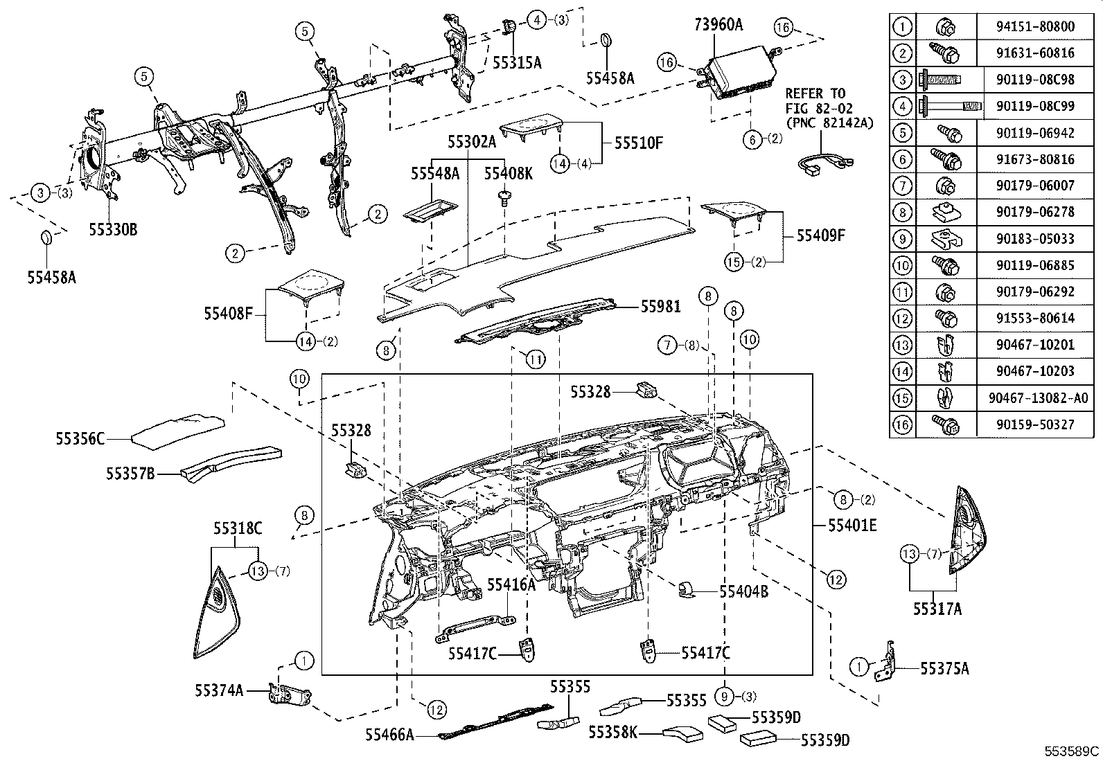55476-30310 EXTENSION, INSTRUMENT PANEL, NO.2 product image