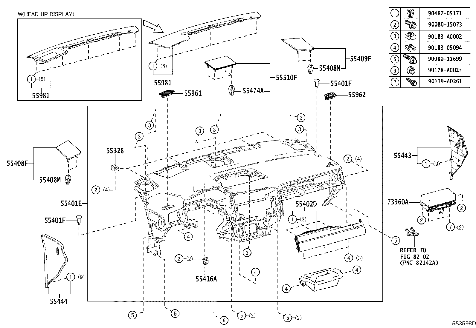 Toyota 55981-0E070-C0 GARNISH, DEFROSTER NOZZLE, NO.1