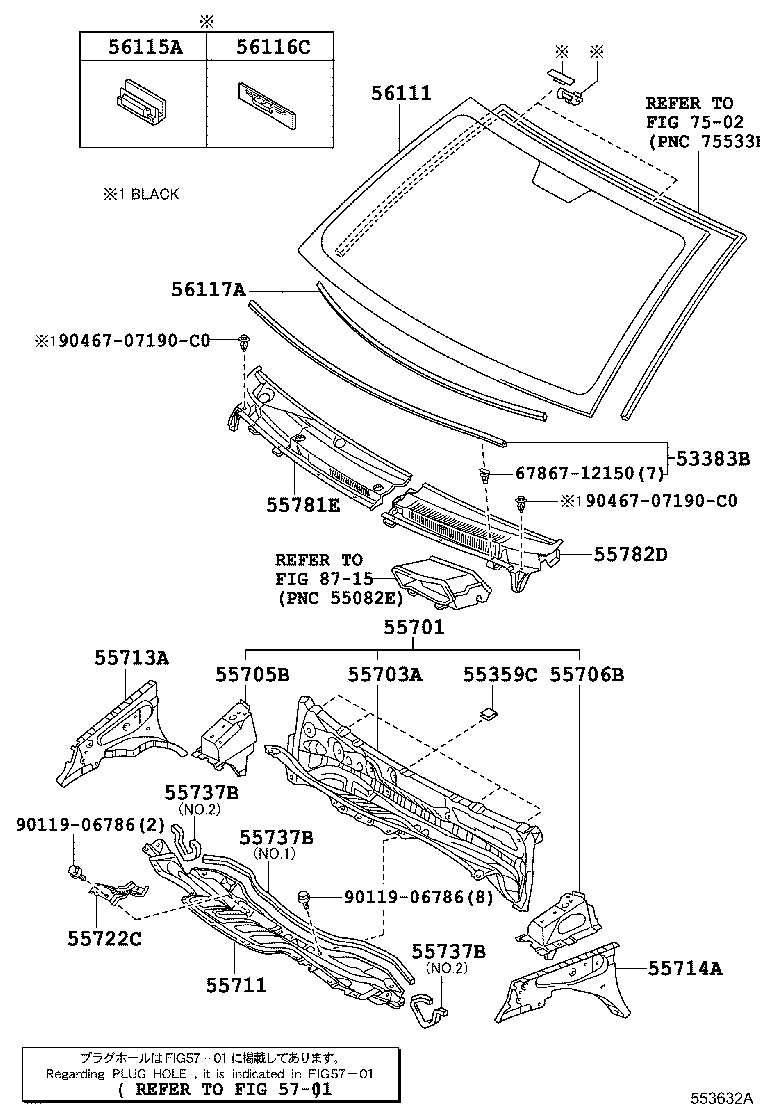 55703-52090 PANEL SUB-ASSY, COWL TOP, INNER product image