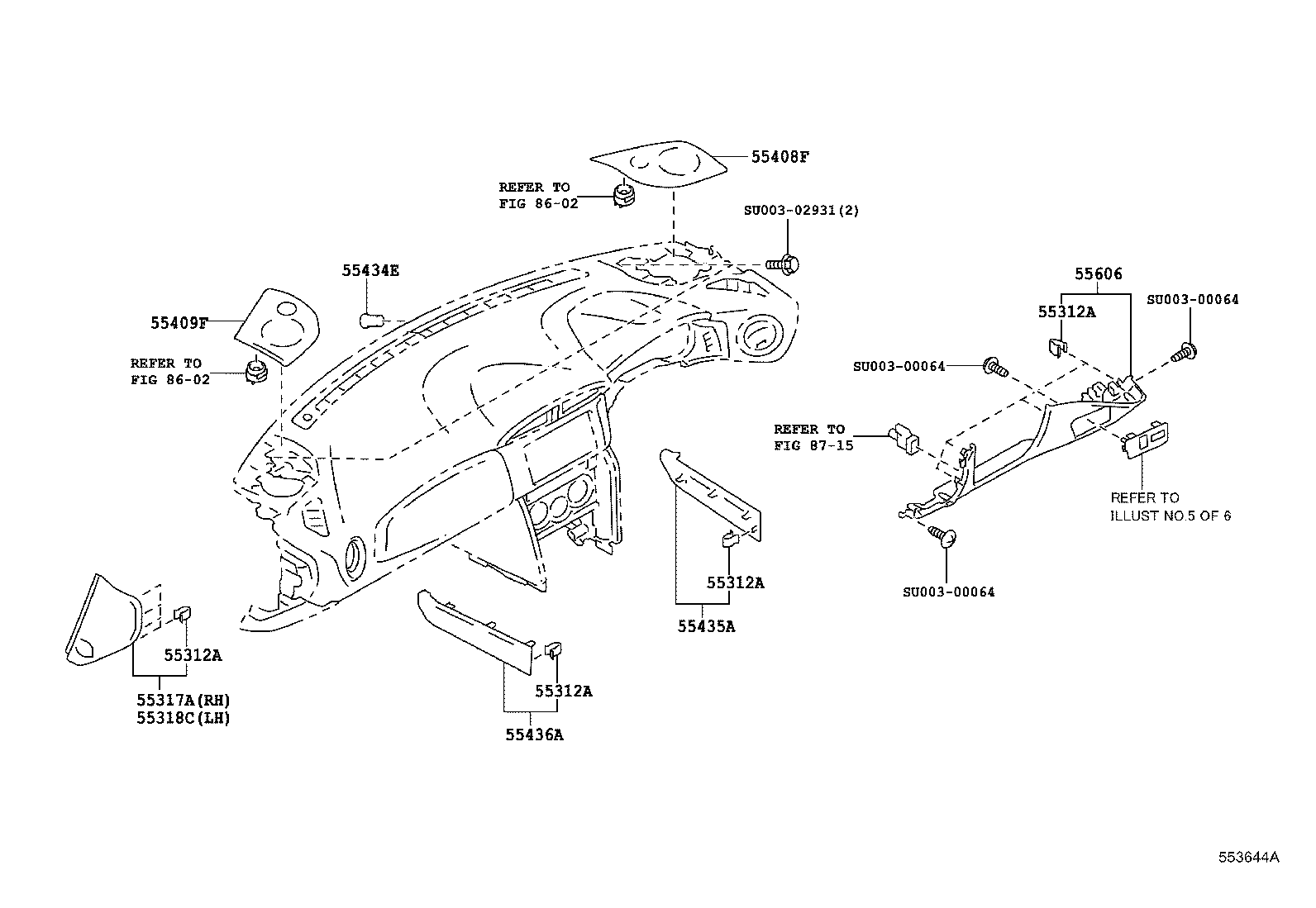 55405-18010 PANEL SUB-ASSY, INSTRUMENT CLUSTER FINISH, CENTER product image