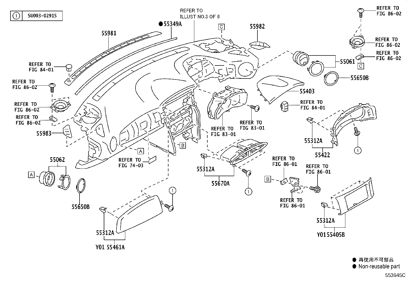 55405-18010 PANEL SUB-ASSY, INSTRUMENT CLUSTER FINISH, CENTER product image