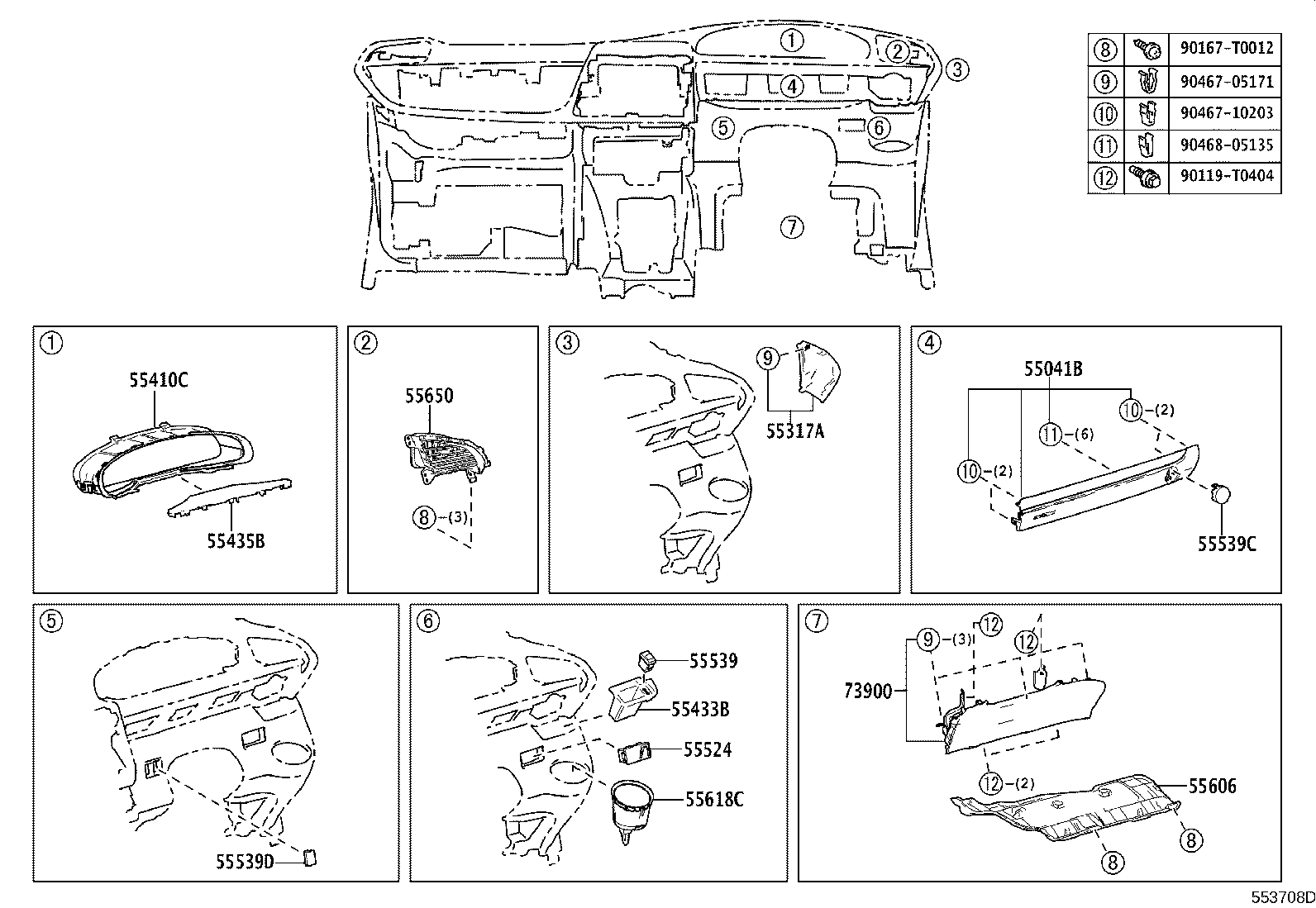 55306-0D280 BRACE SUB-ASSY, INSTRUMENT PANEL, NO.1 product image