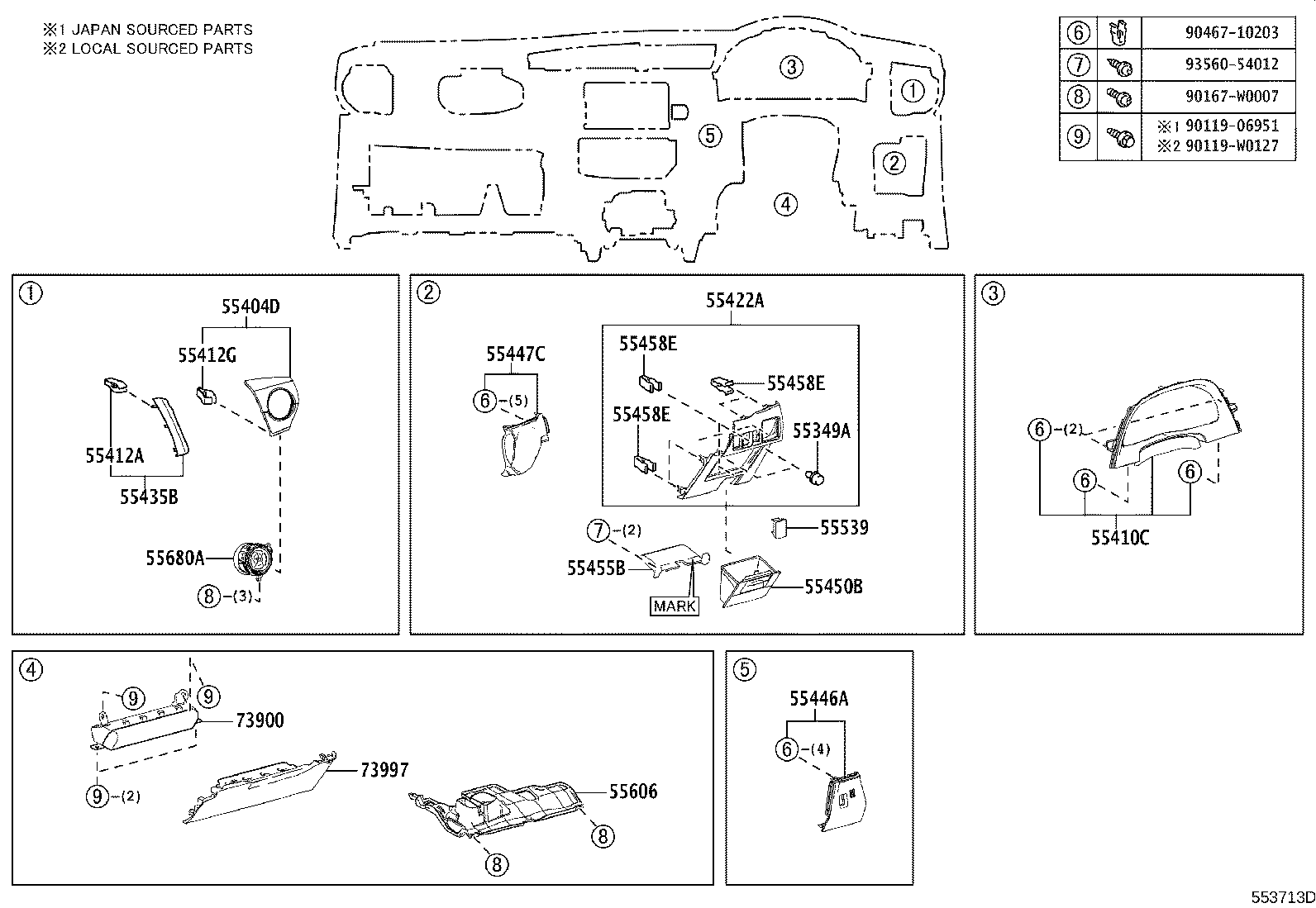 55307-02480 BRACE SUB-ASSY, INSTRUMENT PANEL, NO.2 product image