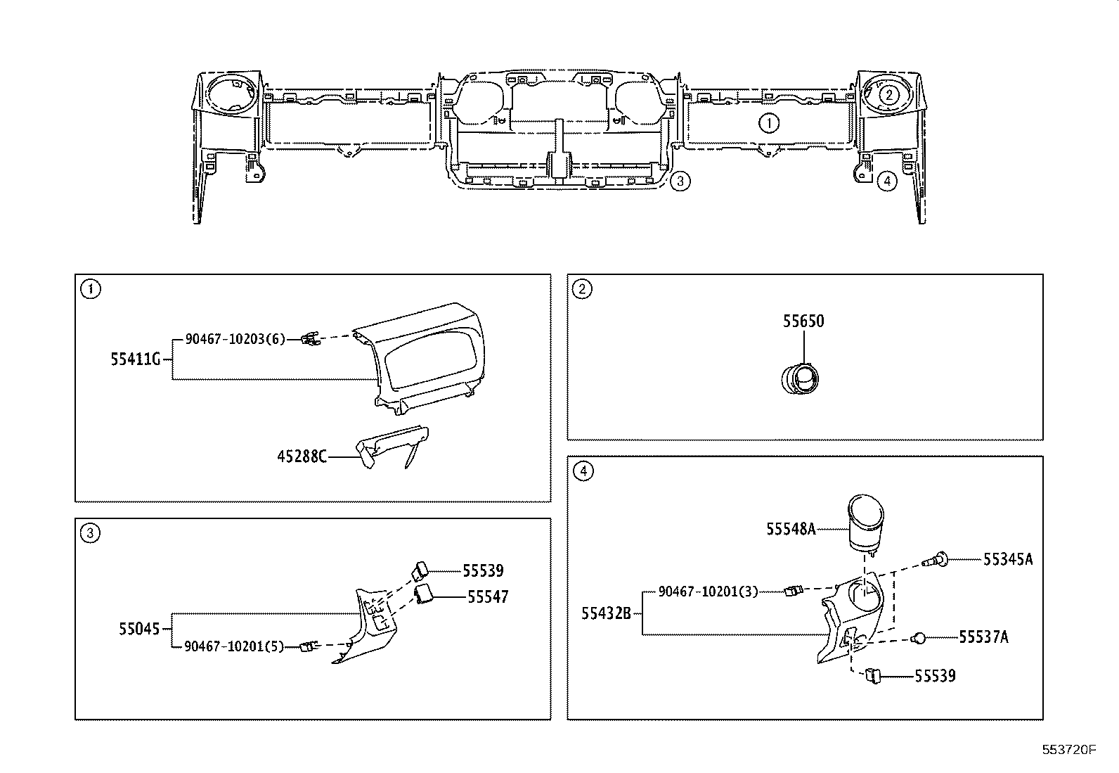 55321-37080 BRACKET, INSTRUMENT PANEL, NO.1 product image