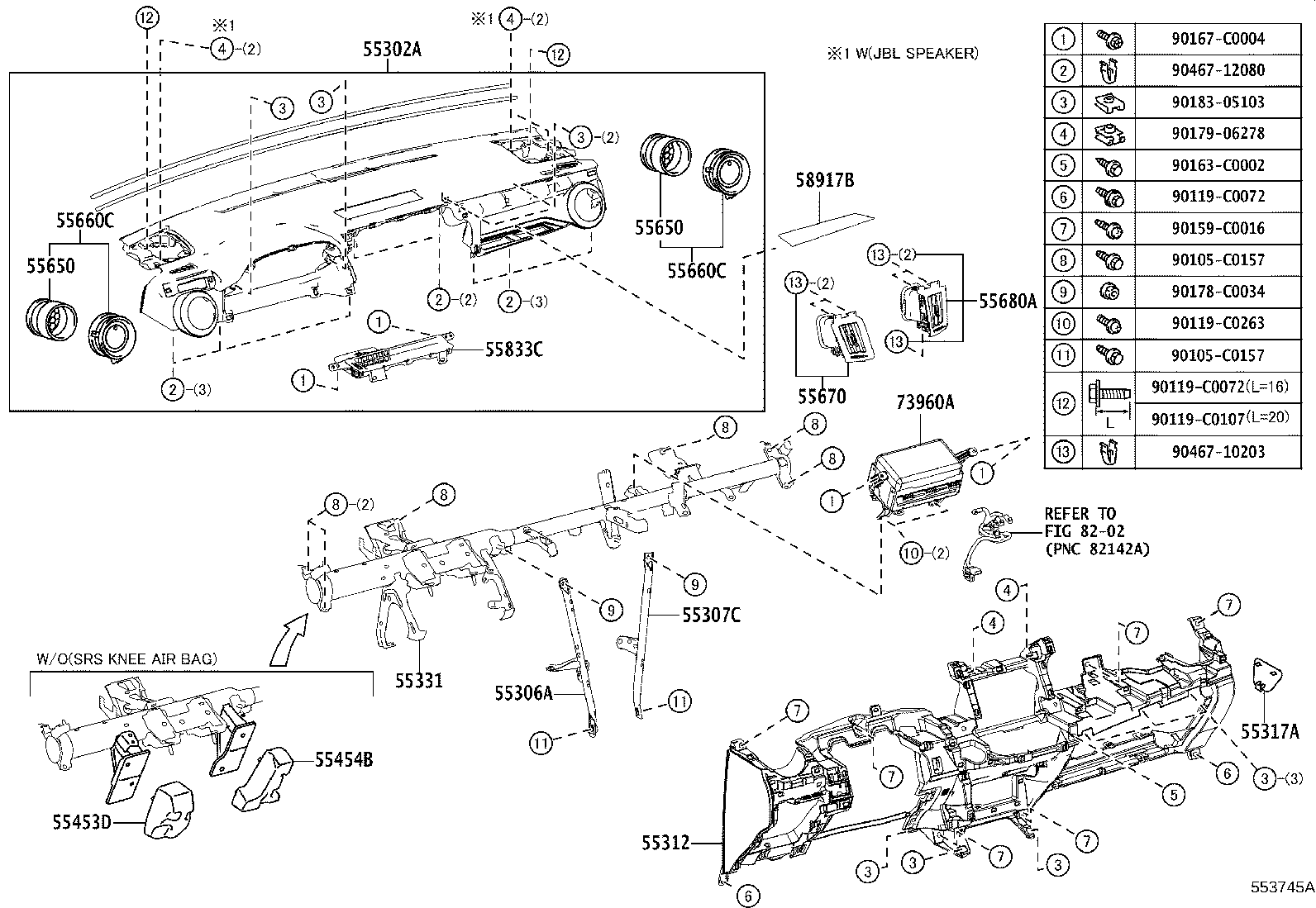 55330-0R080 REINFORCEMENT, INSTRUMENT PANEL product image