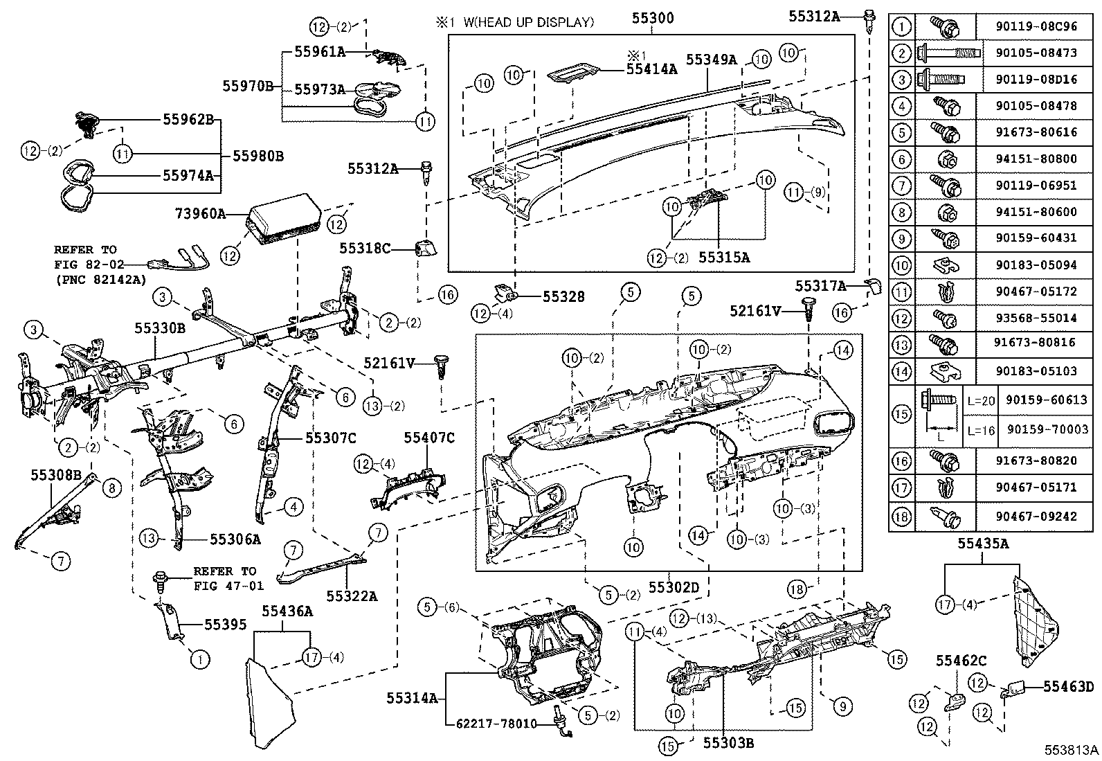 55302-47110-B0 PANEL SUB-ASSY, INSTRUMENT, LOWER, NO.1 product image