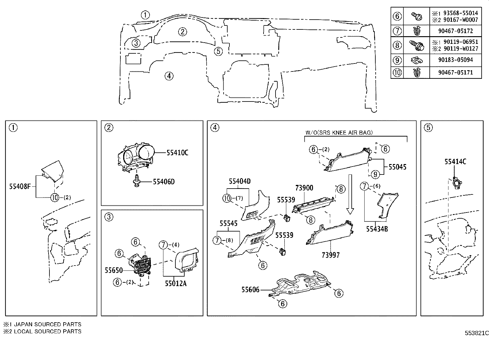 Toyota 55539-02100-C2 COVER, SPARE SWITCH HOLE
