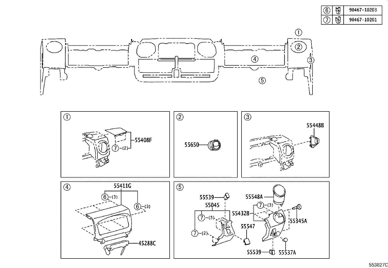 55405-37151 PANEL SUB-ASSY, INSTRUMENT CLUSTER FINISH, CENTER product image