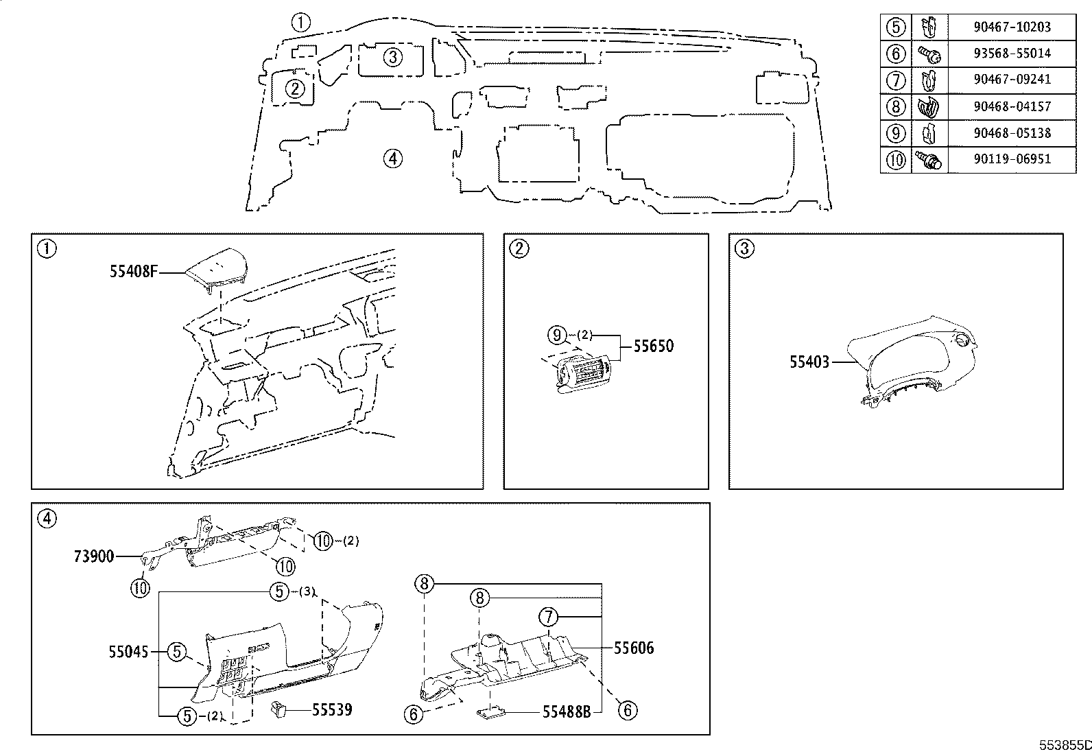 55650-53200 REGISTER ASSY, INSTRUMENT PANEL, NO.1 product image