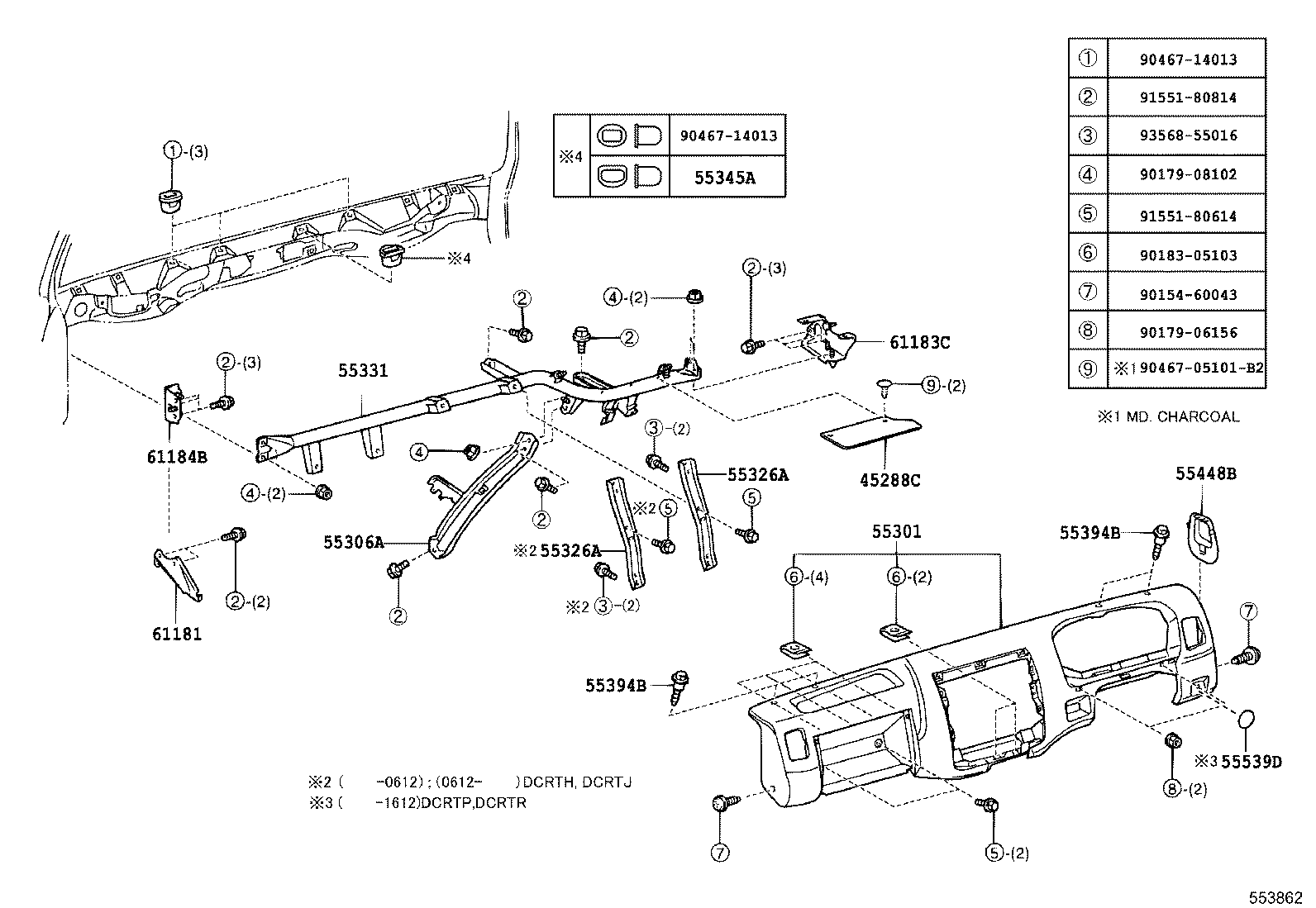 55412-0W021 PANEL SUB-ASSY, INSTRUMENT CLUSTER FINISH, CENTER product image