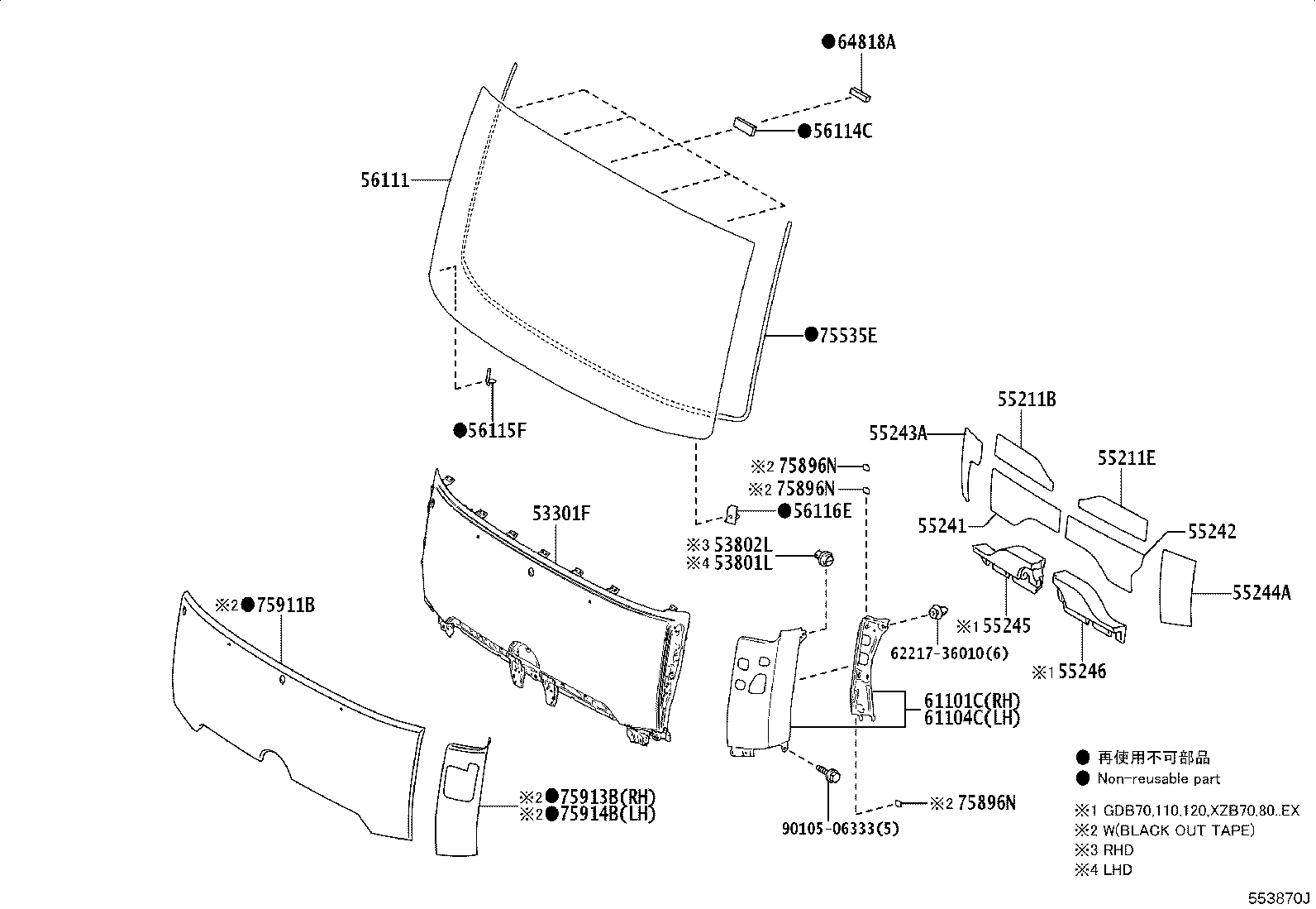 56100-36010 GLASS, WINDSHIELD product image