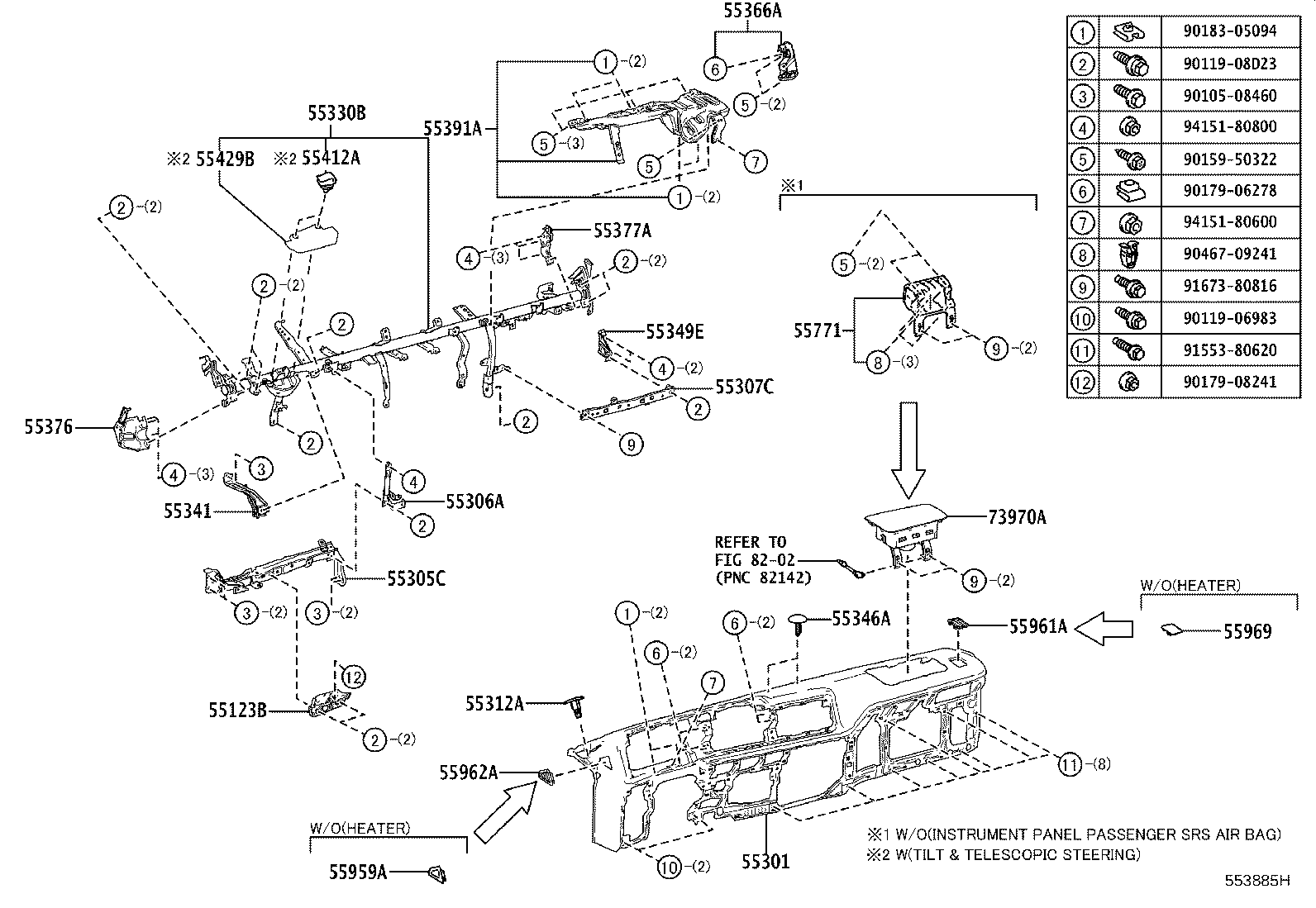 55341-36020 BRACE, INSTRUMENT PANEL, NO.1 product image