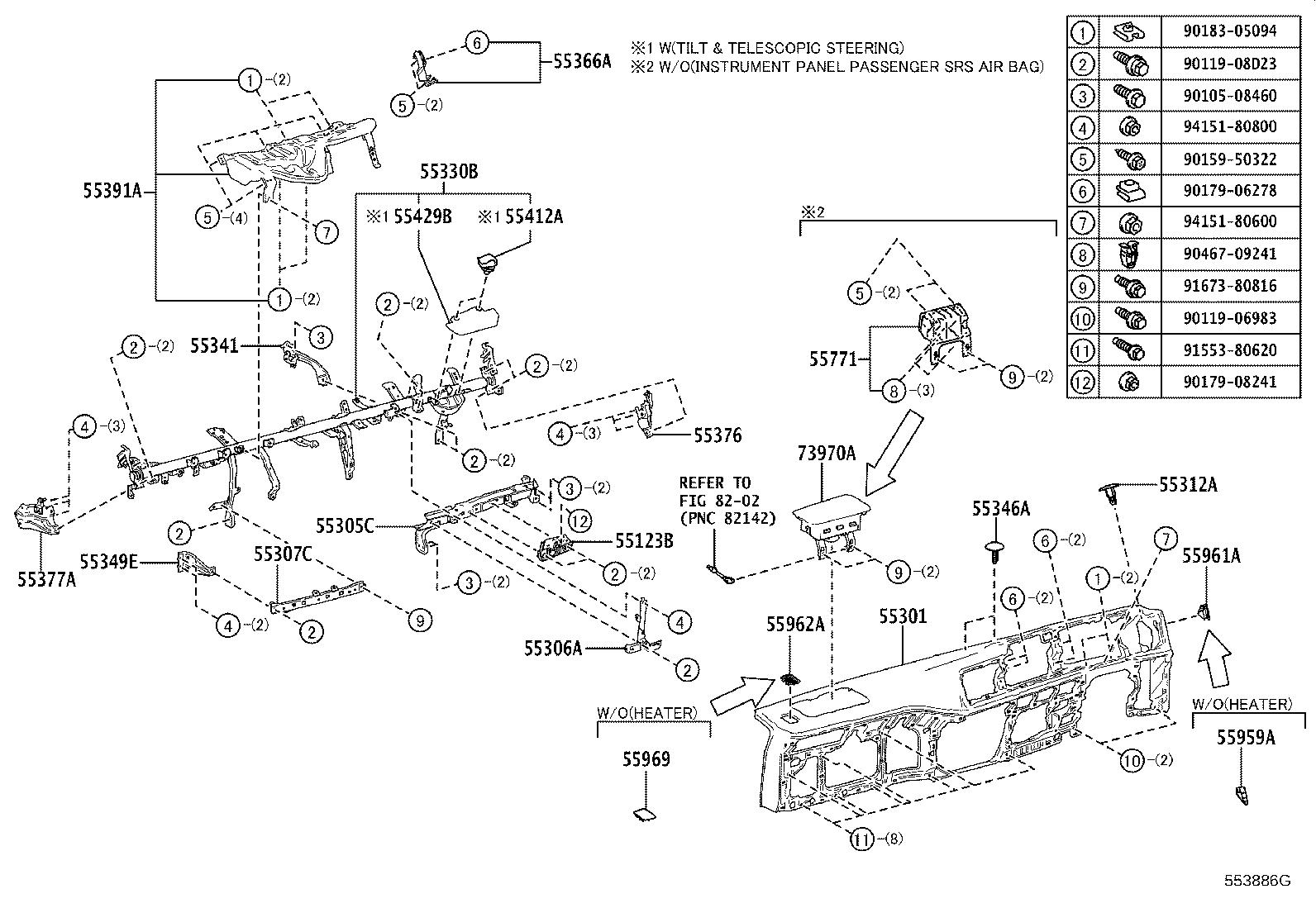 55341-36020 BRACE, INSTRUMENT PANEL, NO.1 product image