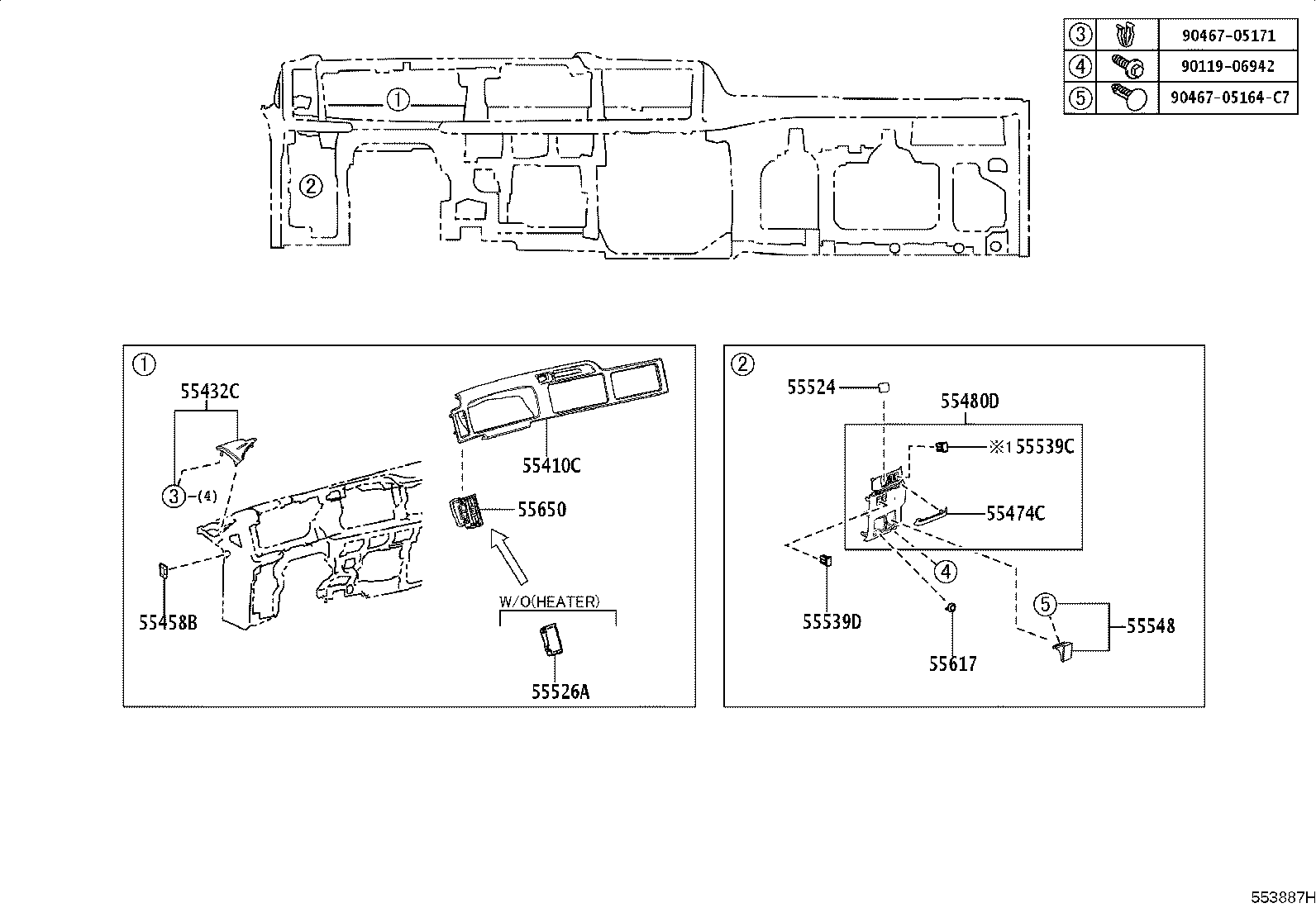 55341-36020 BRACE, INSTRUMENT PANEL, NO.1 product image