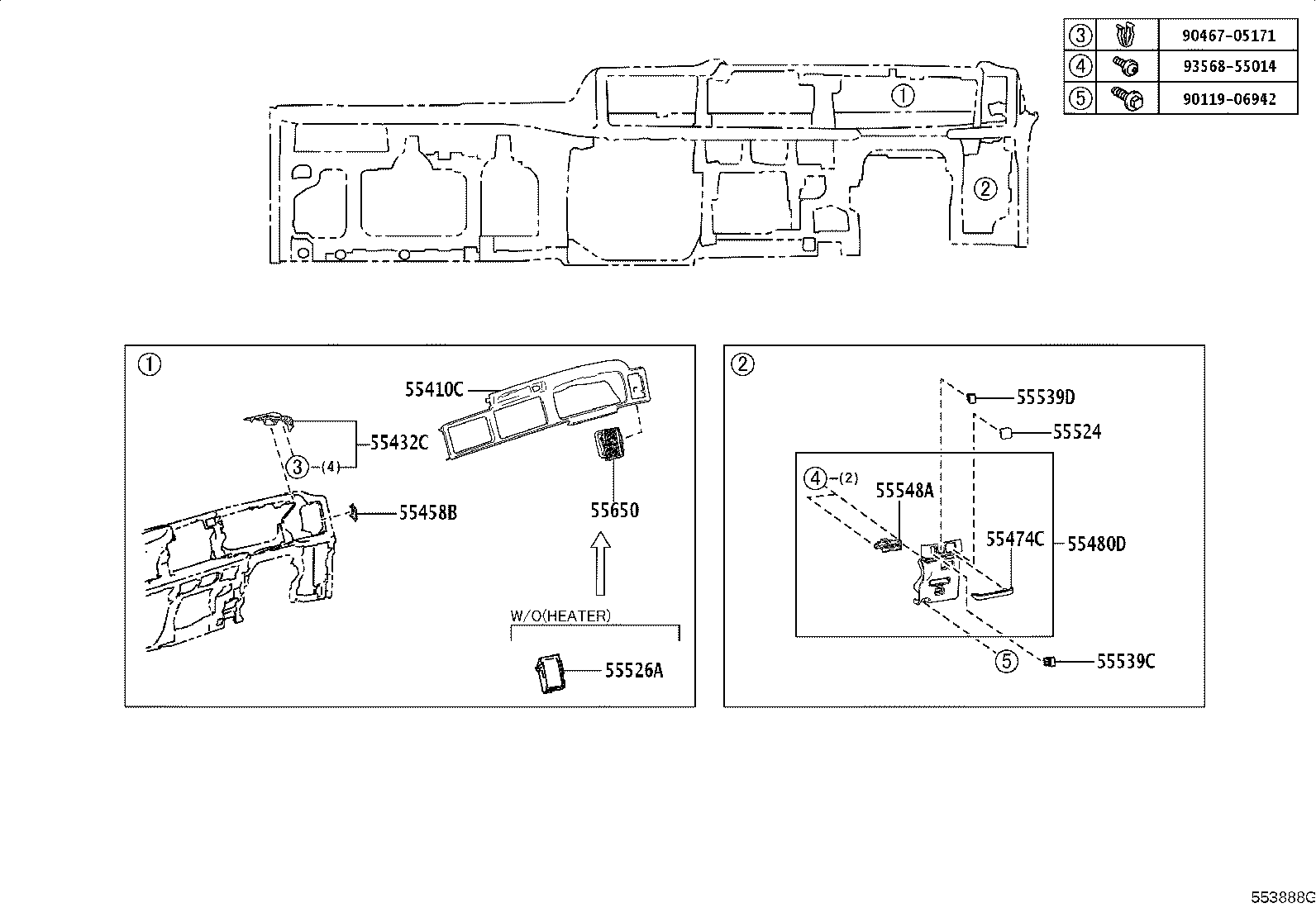 55341-36020 BRACE, INSTRUMENT PANEL, NO.1 product image