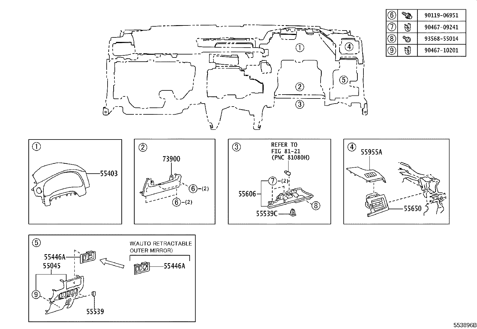 55307-76020 BRACE SUB-ASSY, INSTRUMENT PANEL, NO.2 product image