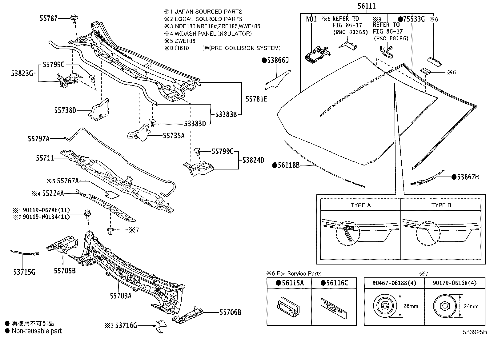 55706-02110 PANEL SUB-ASSY, COWL TOP SIDE, LH product image