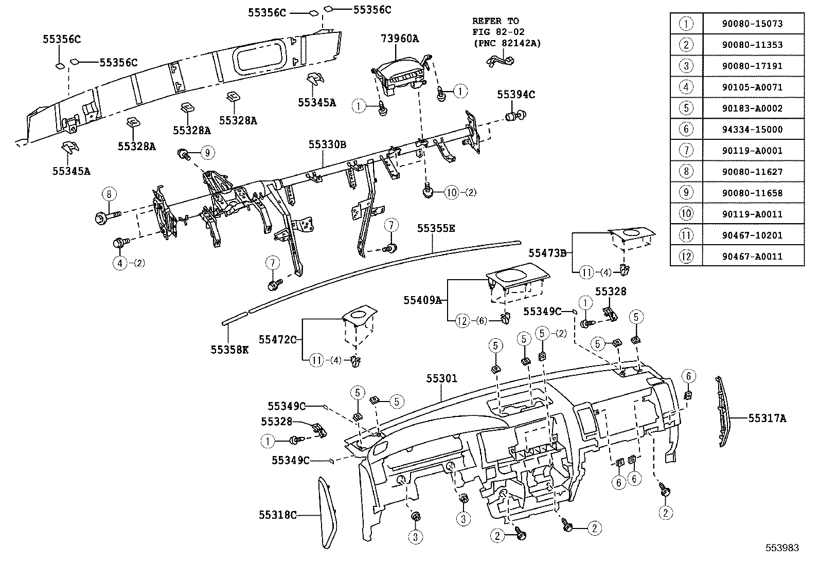 55330-0C080 REINFORCEMENT ASSY, INSTRUMENT PANEL product image