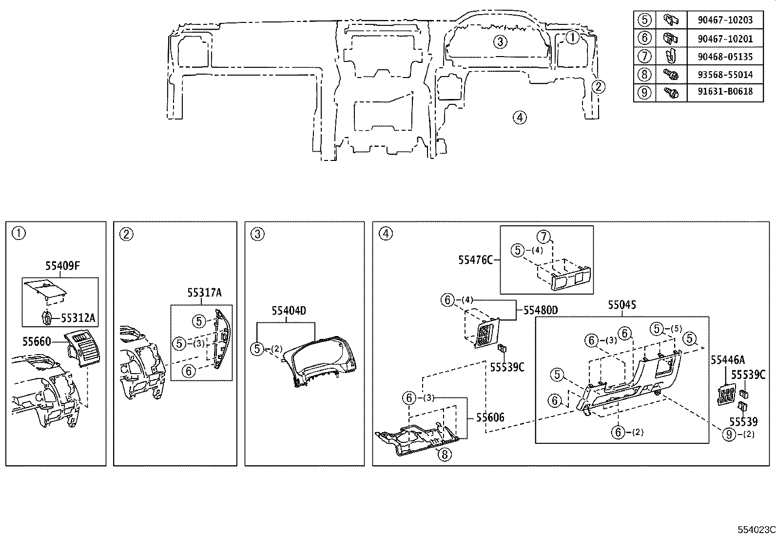 55405-60410 PANEL SUB-ASSY, INSTRUMENT CLUSTER FINISH, CENTER product image