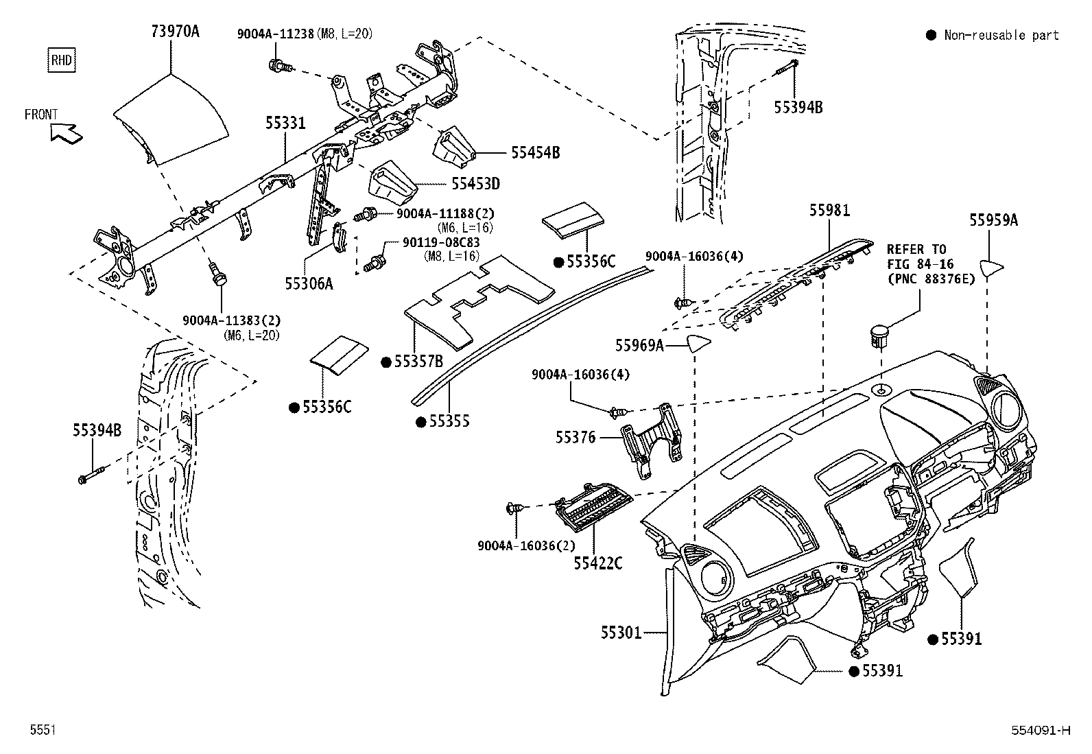 55357-BZ120 CUSHION, INSTRUMENT PANEL, NO.3 product image