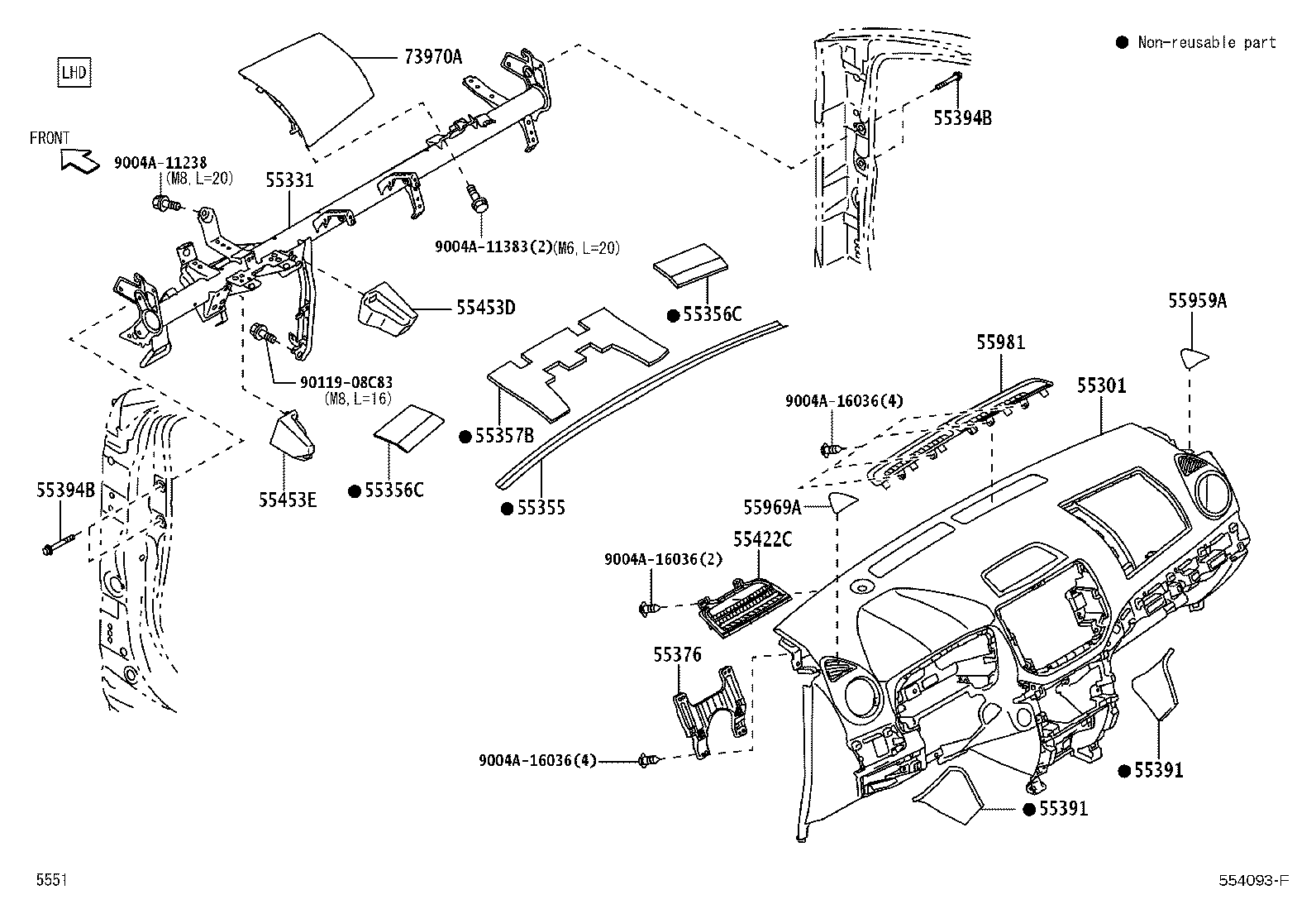 55357-BZ120 CUSHION, INSTRUMENT PANEL, NO.3 product image