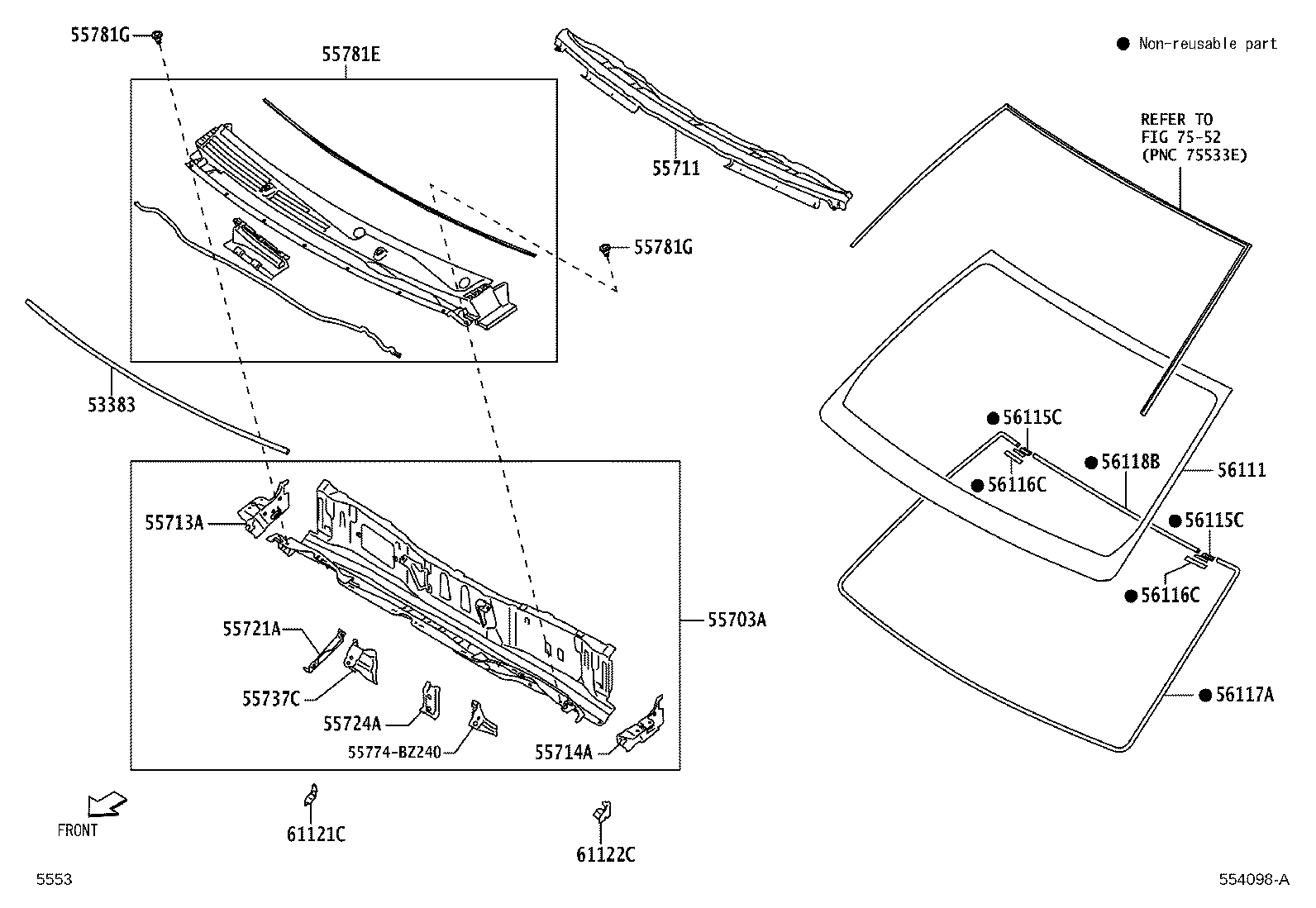 55713-BZ210 PANEL, COWL TOP SIDE, RH product image