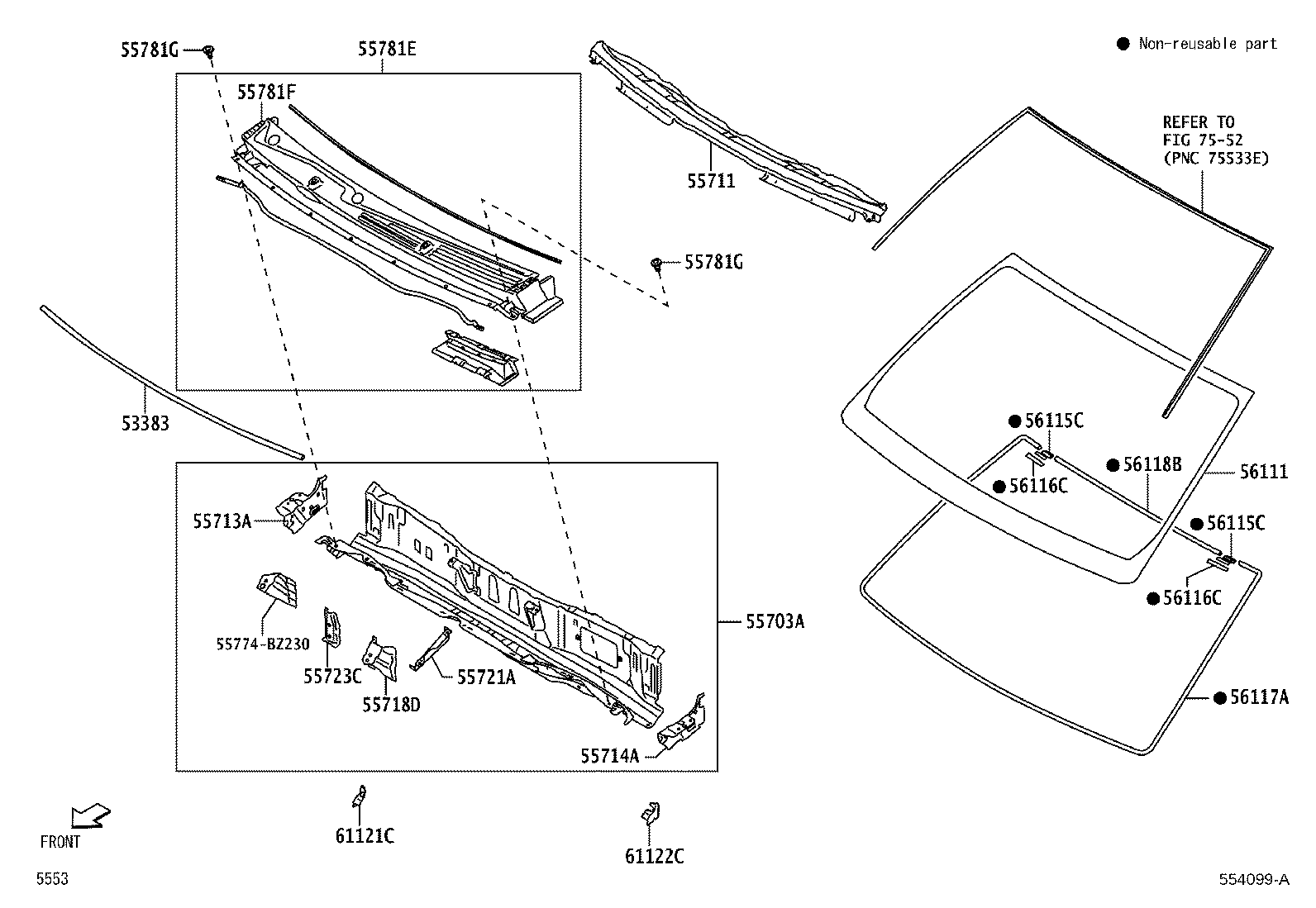 55713-BZ210 PANEL, COWL TOP SIDE, RH product image