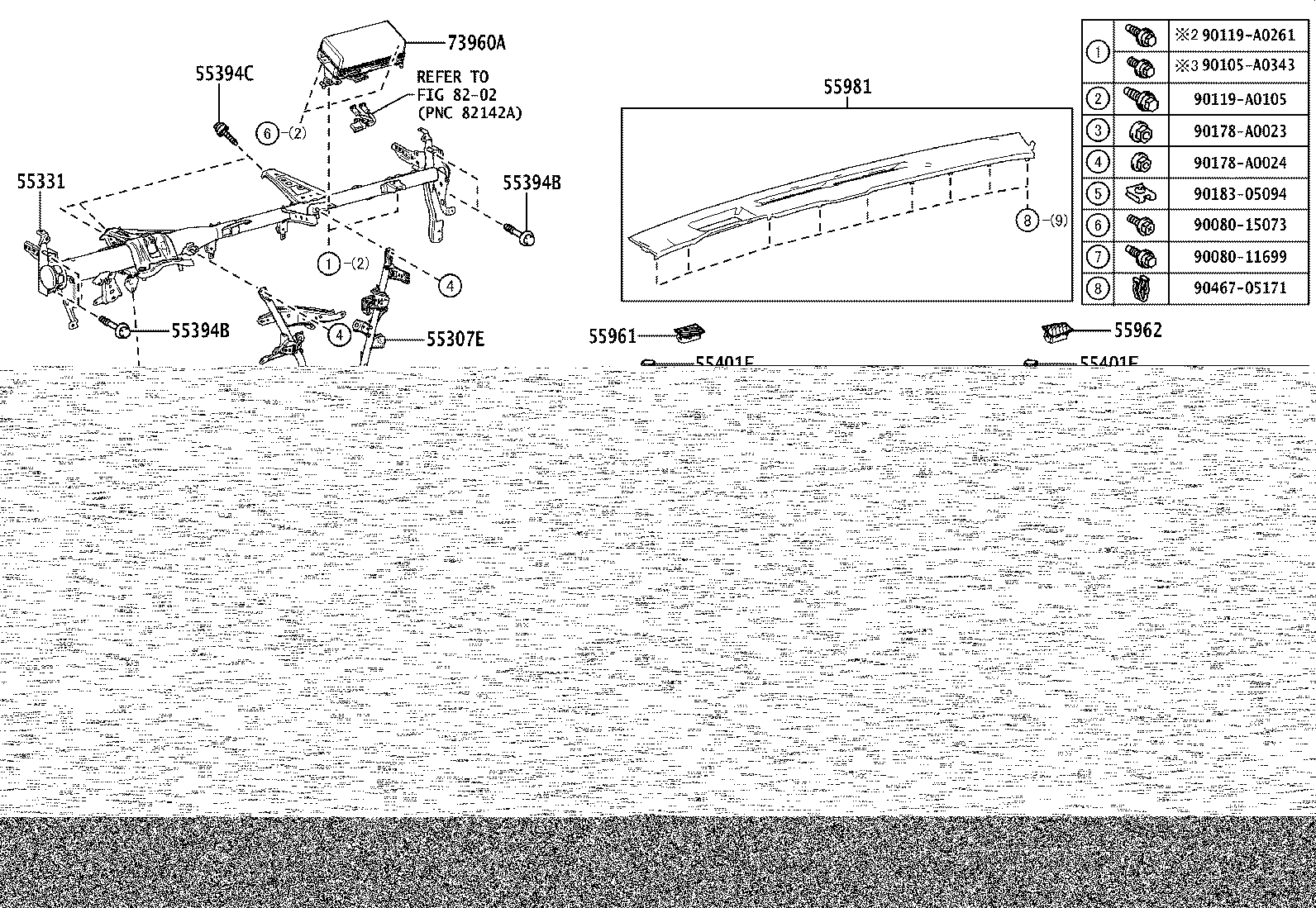 Toyota 55981-07040-B0 GARNISH, DEFROSTER NOZZLE, NO.1