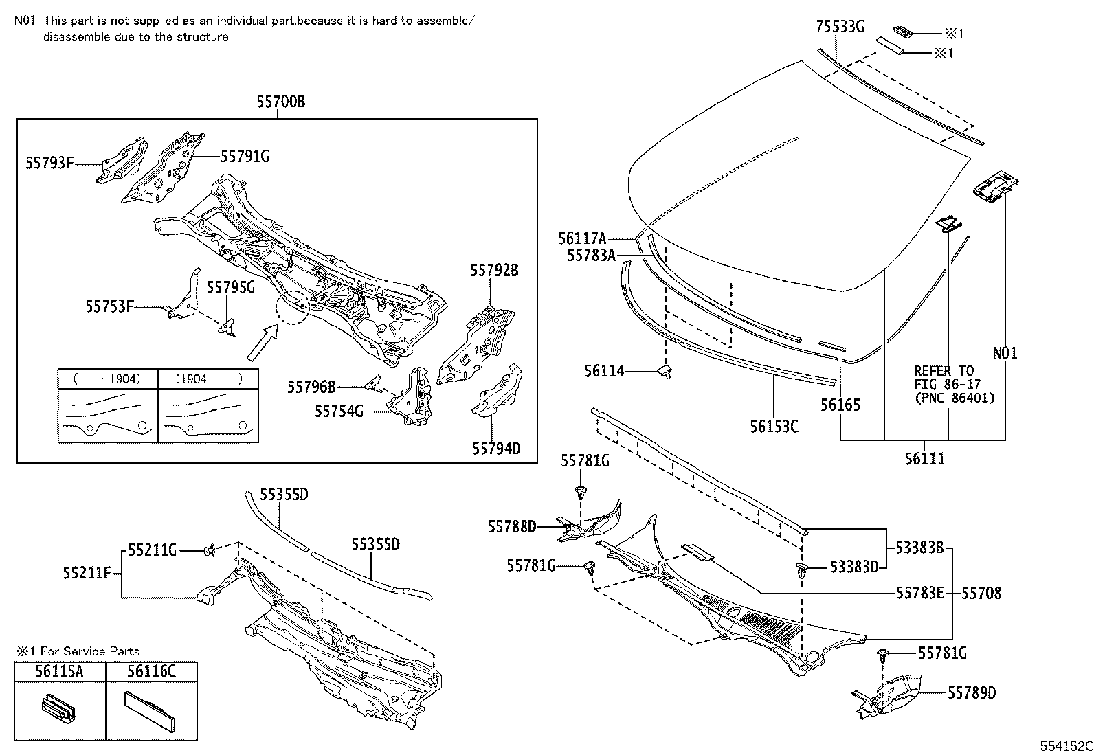 55708-11010 LOUVER SUB-ASSY, COWL TOP VENTILATOR product image