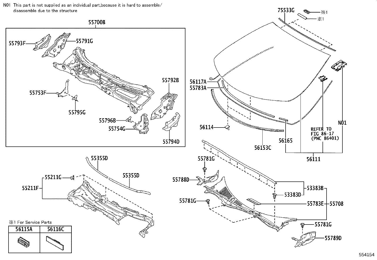 55708-11010 LOUVER SUB-ASSY, COWL TOP VENTILATOR product image