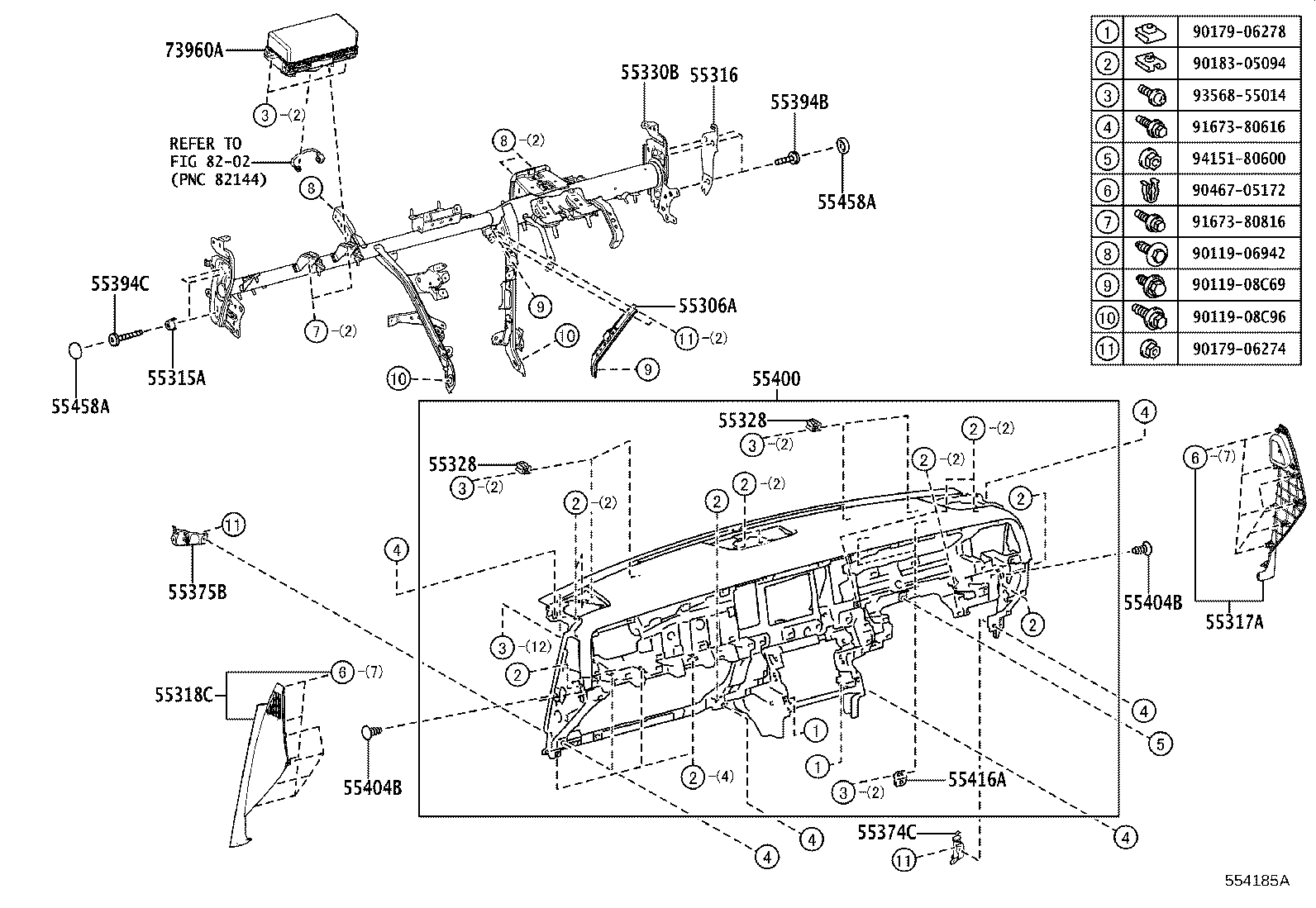 55374-40030 BRACKET, INSTRUMENT PANEL LOWER MOUNTING, NO.1 product image